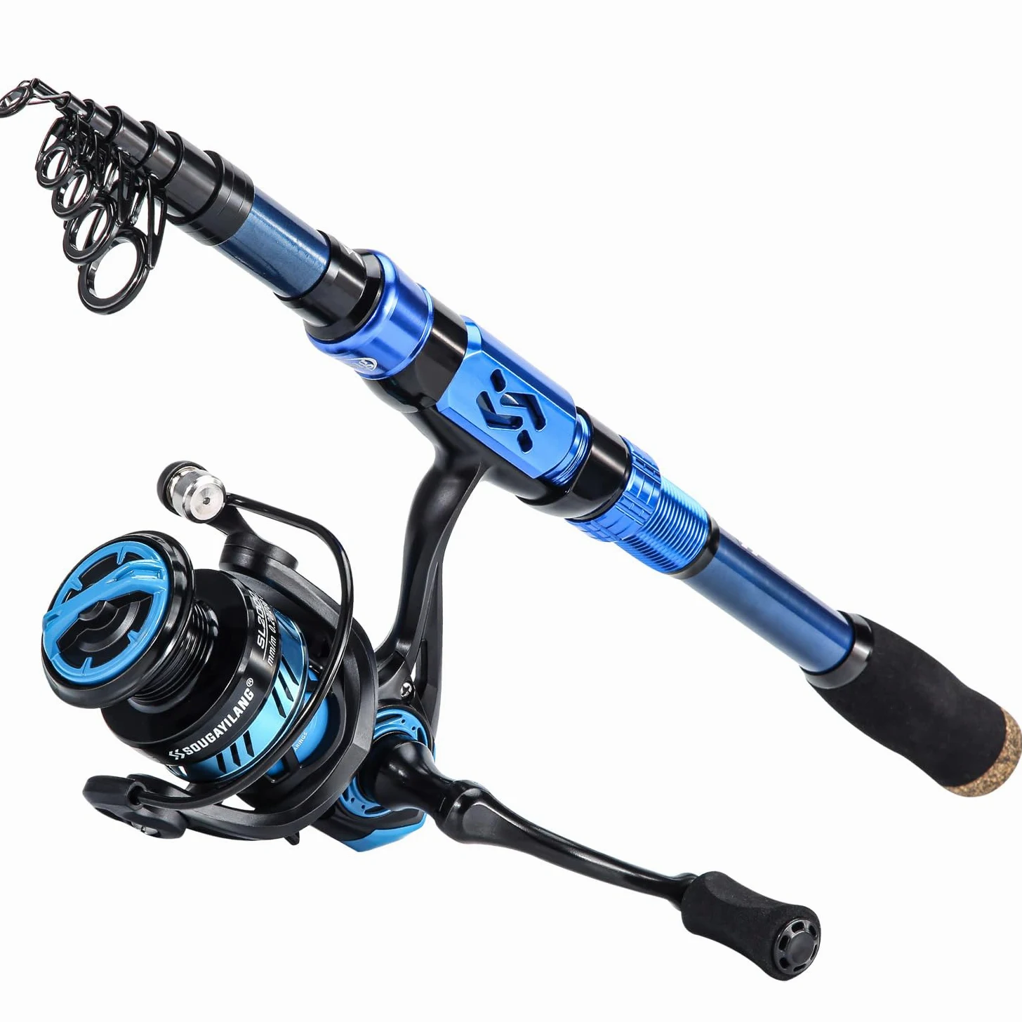 Sougayilang Caña de pescar telescópica. Fibra de carbono de 24 tonos, asiento de carrete mecanizado CNC, mango cómodo de eva, caña de pescar de viaje para pesca de trucha bajo