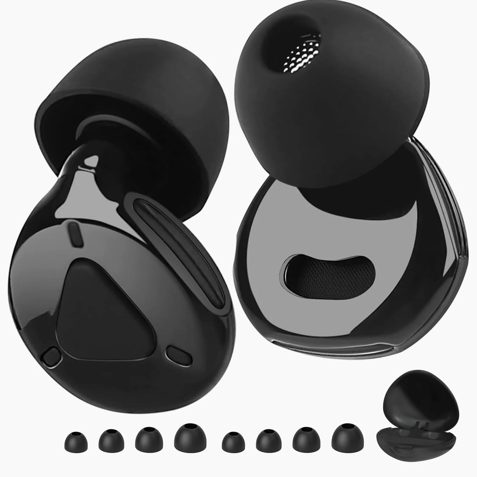 Tapones para los oídos para dormir con cancelación de ruido, 2 juegos de tapones para los oídos ultraligeros reutilizables con 8 almohadillas de silicona para conciertos y viajes, enfoque