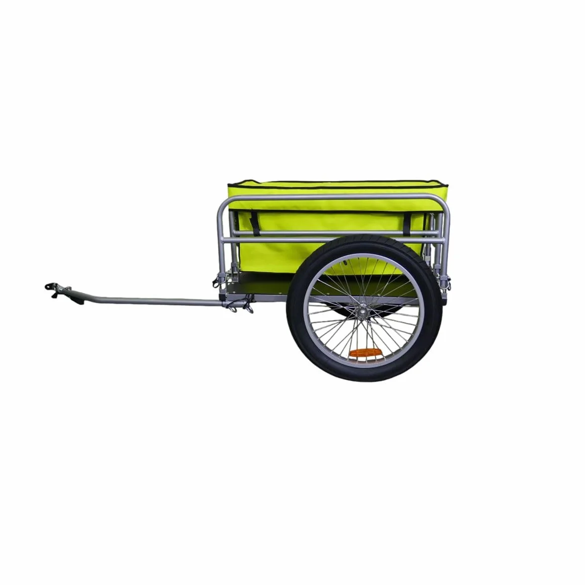 Bike Original – Remolque de bicicleta de playa – Aluminio plegable – Ruedas todoterreno de 20 pulgadas – Bolsa extraíble de gran capacidad – Carga máxima 60 kg – Fijación sobre eje rueda – Reflectores