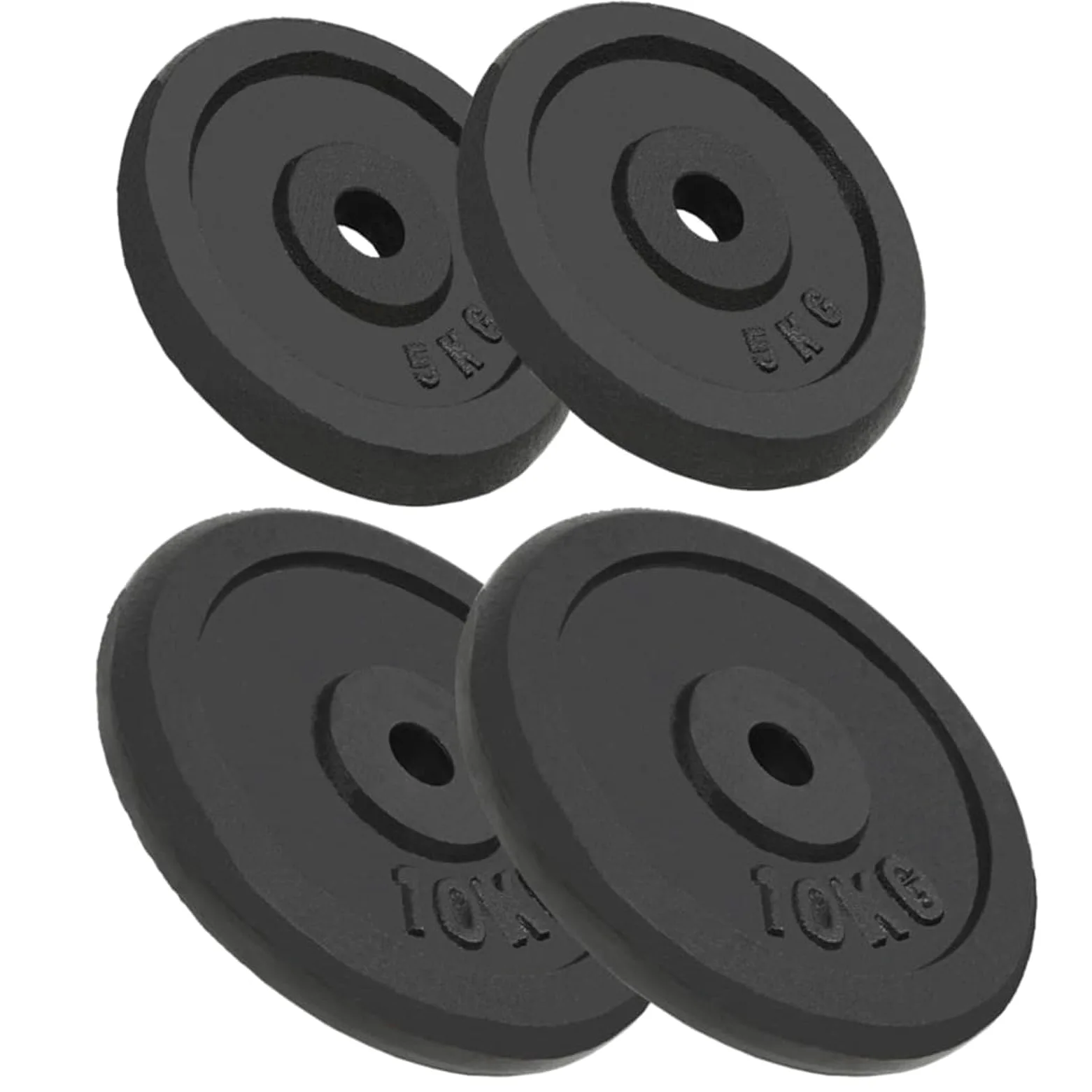 Homgoday Juego de Pesas de Hierro Fundido 2x10kg + 2x5kg, Adecuado para Barra de 30mm, Entrenamiento Muscular en Casa o Gimnasio