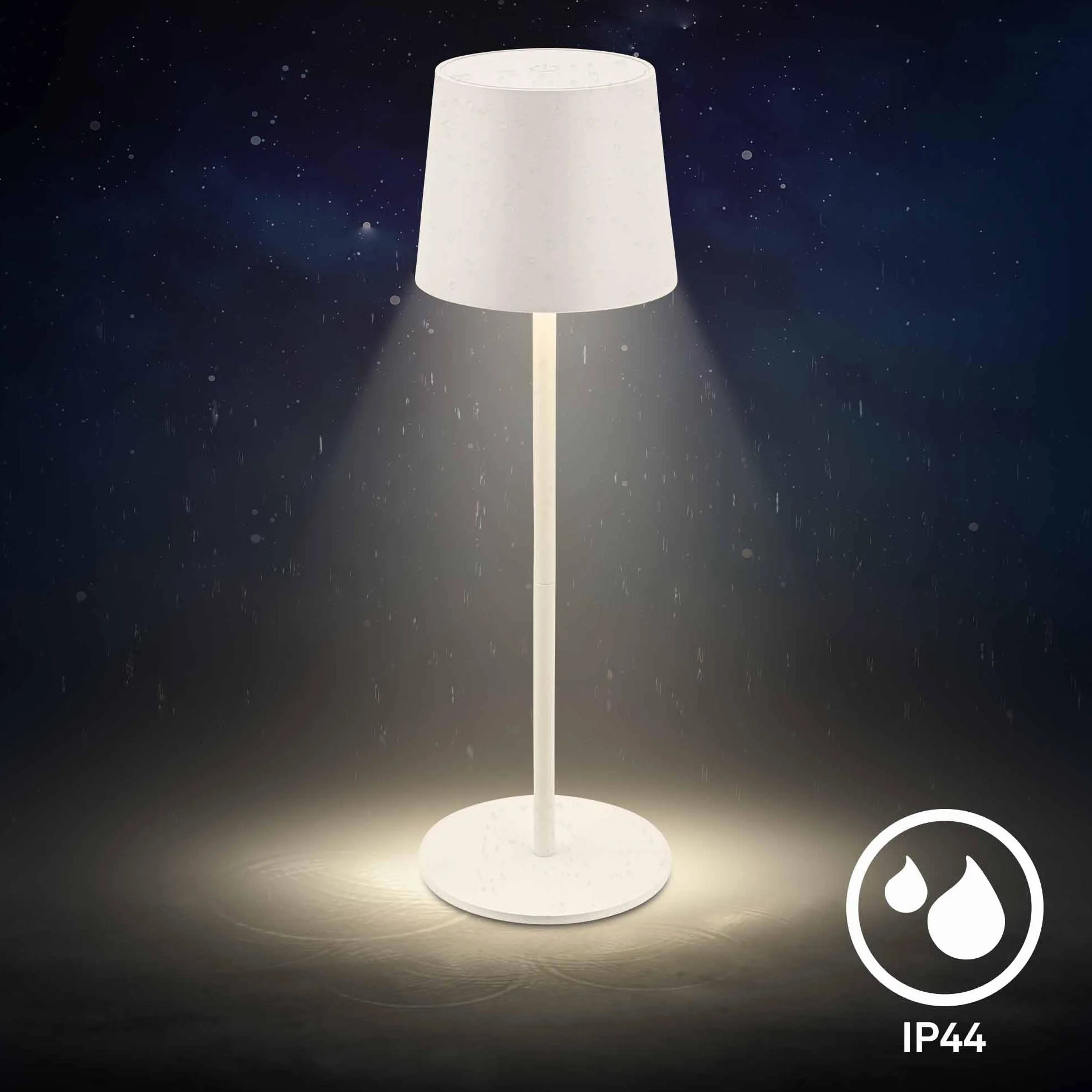 BRILONER Lámpara de mesa LED inalámbrica IP44 con sensor táctil regulable 11x33cm blanco antiguo