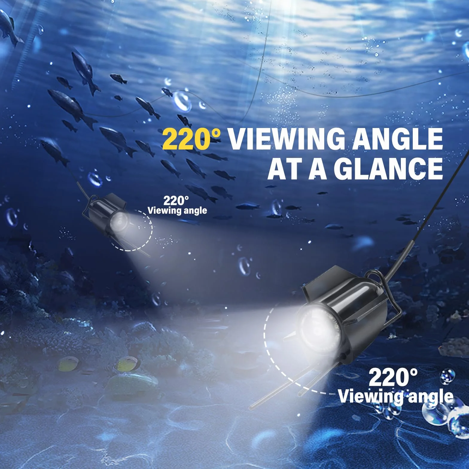 Cámara de pesca submarina IP65 con visión nocturna infrarroja y pantalla IPS de 5 pulgadas Deeper
