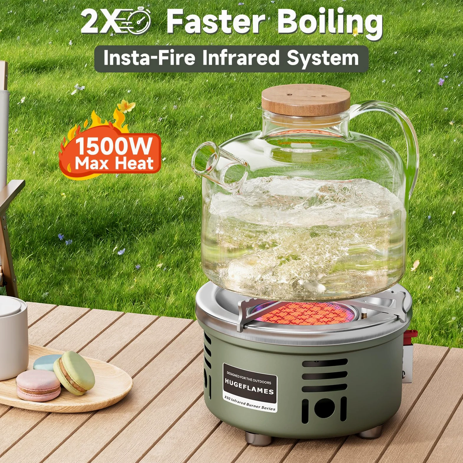Estufa portátil de camping, estufa de gas infrarroja, pequeña estufa de propano, potentes quemadores de gas para cocinar al aire libre, senderismo, picnic, barbacoa