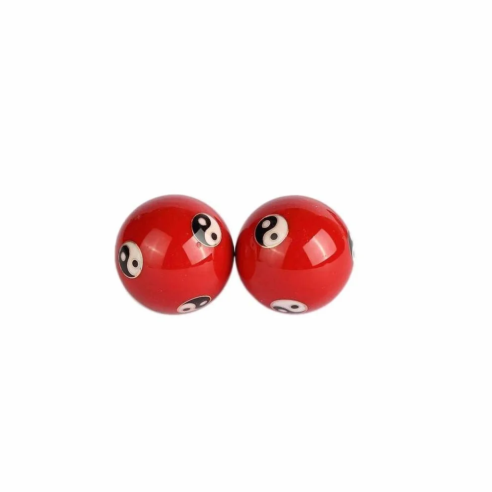 Caja de Bolas Qi Gong Yin Yang - Bolas Chinas antiestrés Esmalte ⌀ 40 mm - Regalo Zen - Rojo