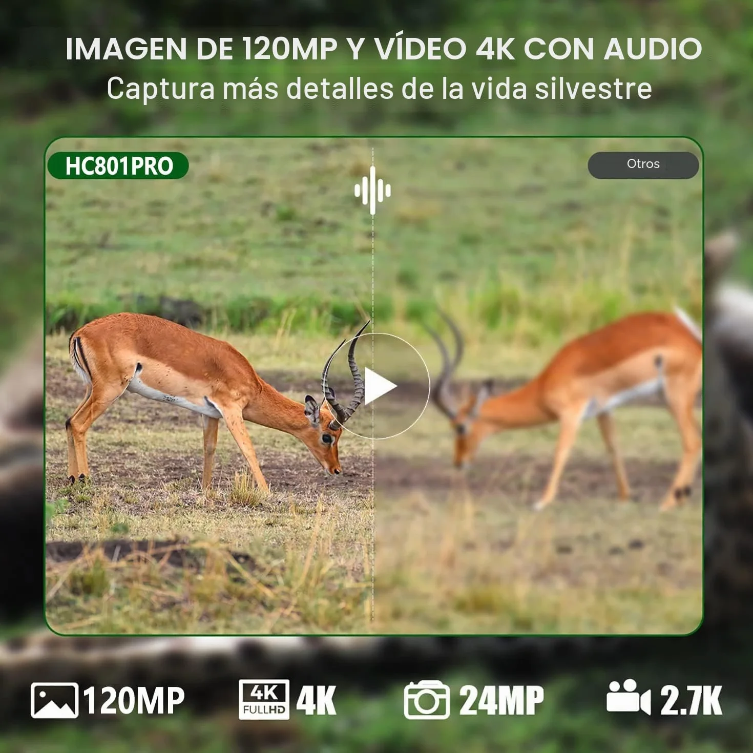 Camara Fototrampeo 4G con App, 120MP 4K Camara Caza con SIM para Teléfono Enviar Fotos, Cámara de Caza Nocturna, Movimiento Activado, Impermeable Cámara Fototrampeo infrarroja 850 NM IR LED
