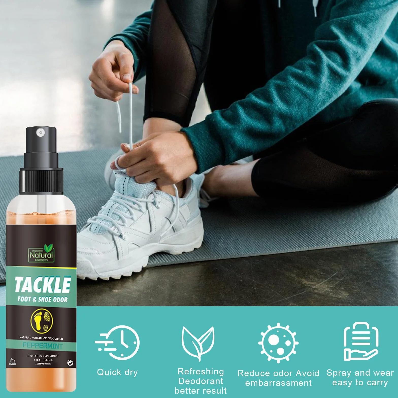 Desodorante en Spray para Calzado Antiolor Zapatillas Deportivas 100ml Aplicación Rápida