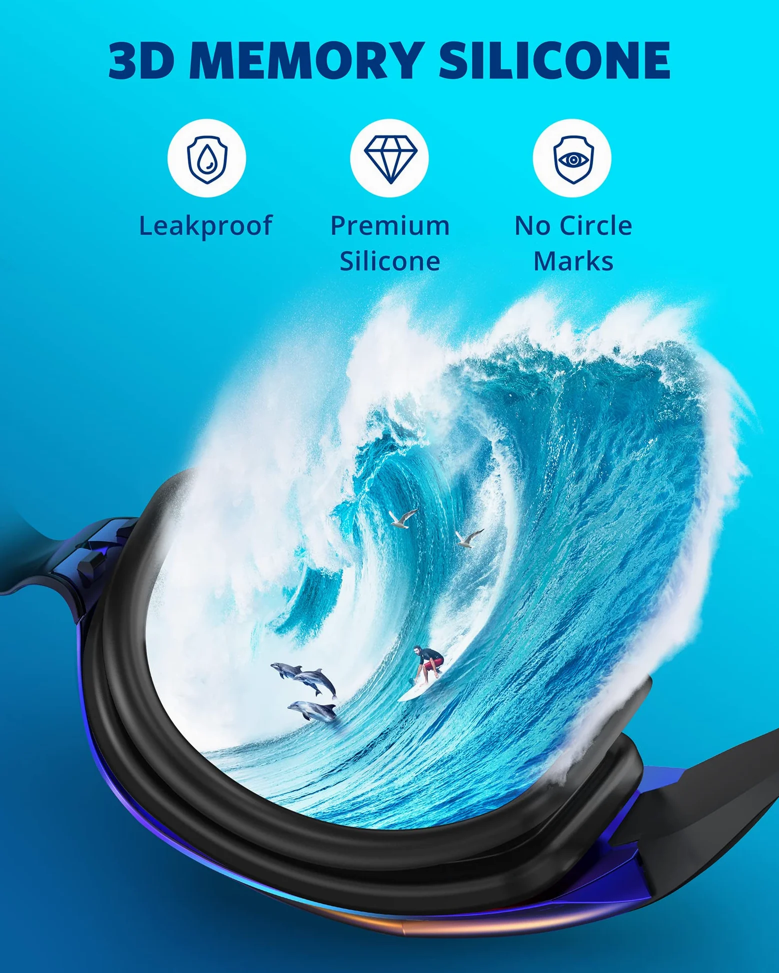 Aegend Gafas de natación sin fugas, protección completa para adultos, hombres, mujeres, jóvenes