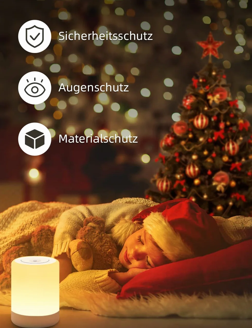SOLIDEE LED Luz Nocturna Infantil, Lampara Bebe Regulable Táctil Recargable USB, 7 Modos Color
