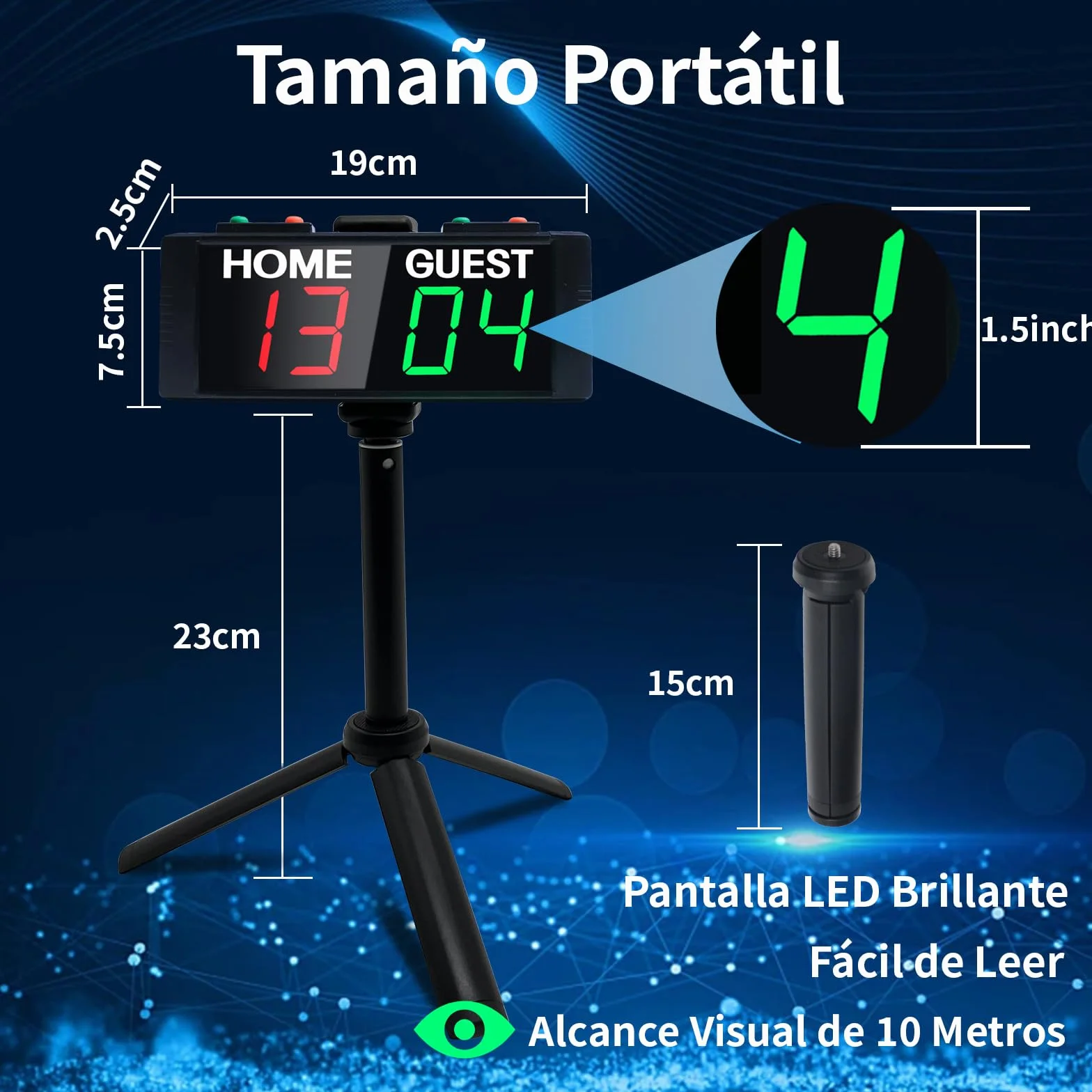Marcador Digital LED Portátil con Temporizador y Control Remoto para Juegos de Patio