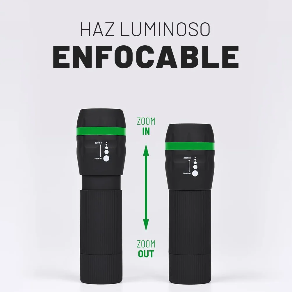 ABSINA Mini Linterna LED Niños 60 Lúmenes 110m Alcance Foco Ajustable con Batería