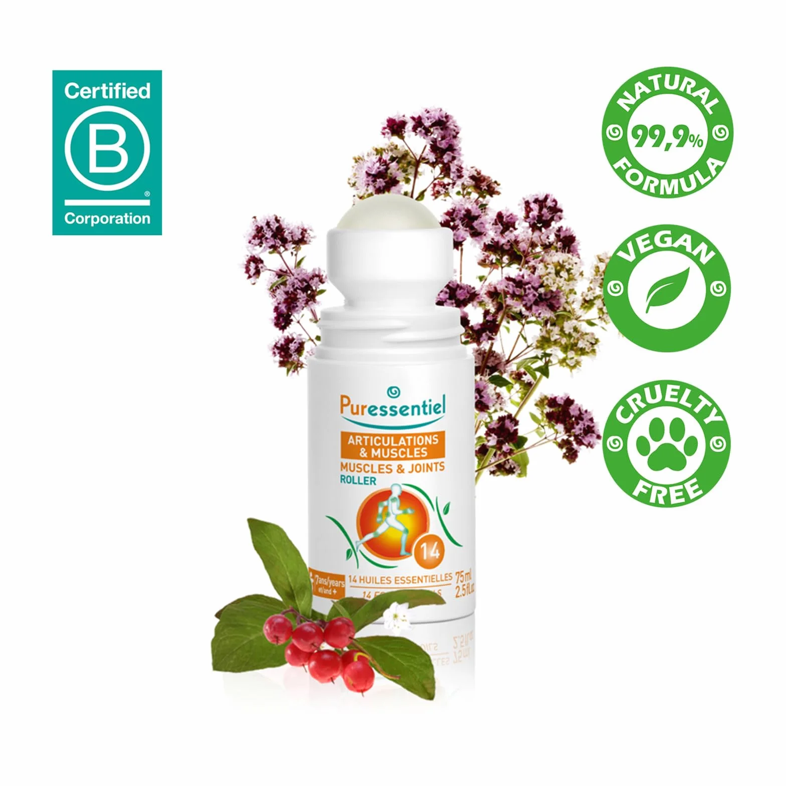 Puressentiel Roller Articulaciones y Músculos 14 Aceites Esenciales 99,9% Natural 75 ml