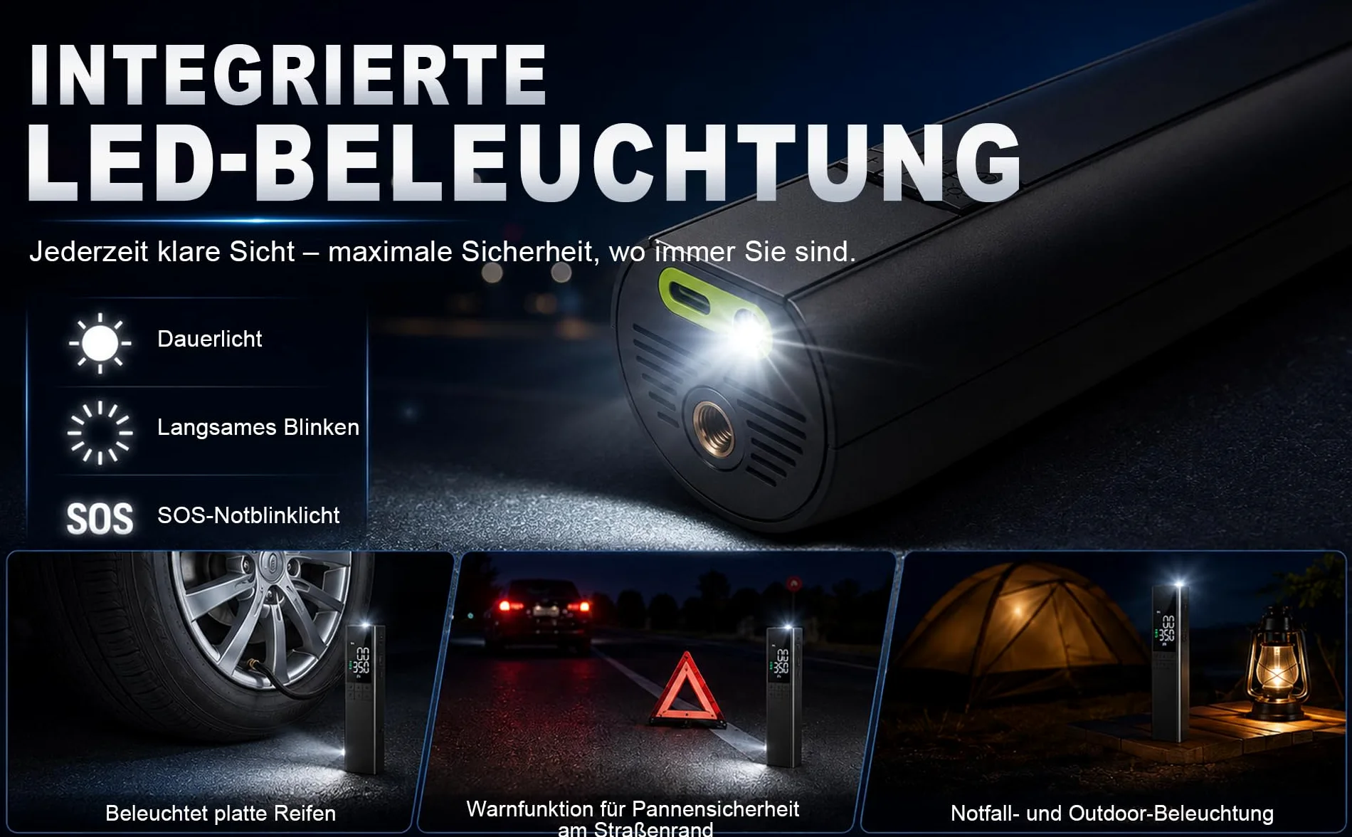 Bomba de aire eléctrica 150PSI con autostop – Compresor de batería EPERSU portátil, preajuste preciso de presión bomba de bicicleta para coche, moto, bicicleta eléctrica, scooter eléctrico y pelotas