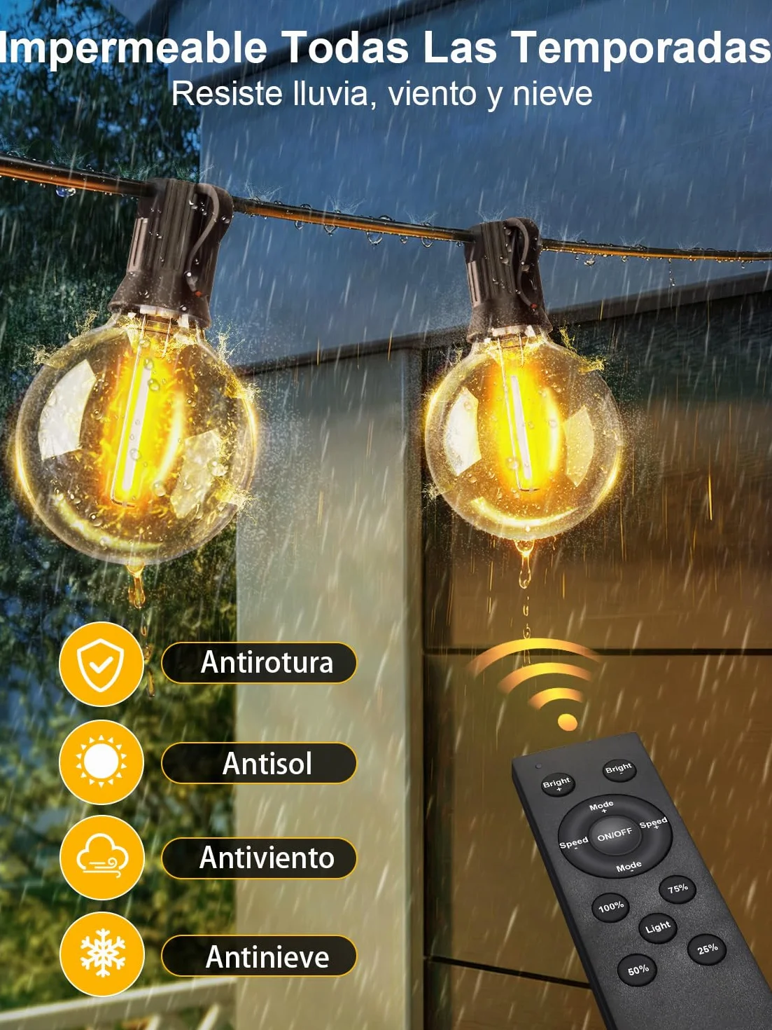 Guirnalda Luces Exterior 30M IP44 Led con Control App y Música Sync G40