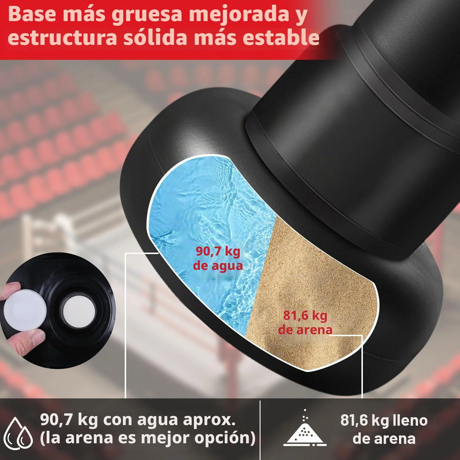 Qoosea Saco de Boxeo Adulto, 180cm Bolsa de Boxeo Inflable de Pie con Guantes, Mujeres Hombres Stand Kickboxing Bolsas, Punching Ball Estable para Karate MMA Taekwondo Thai Fitness