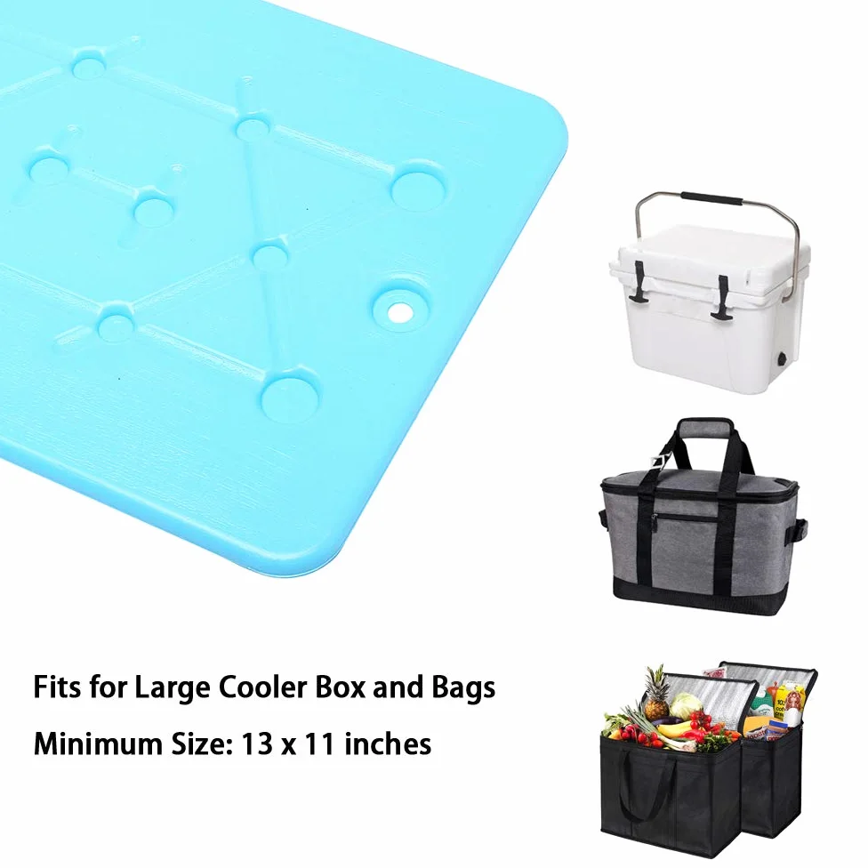 Paquetes de hielo grandes para enfriadores – 13 x 10 x 0.5 pulgadas – Hielo seco de larga duración y reutilizable, congelación rápida de 25 minutos, juego de 20