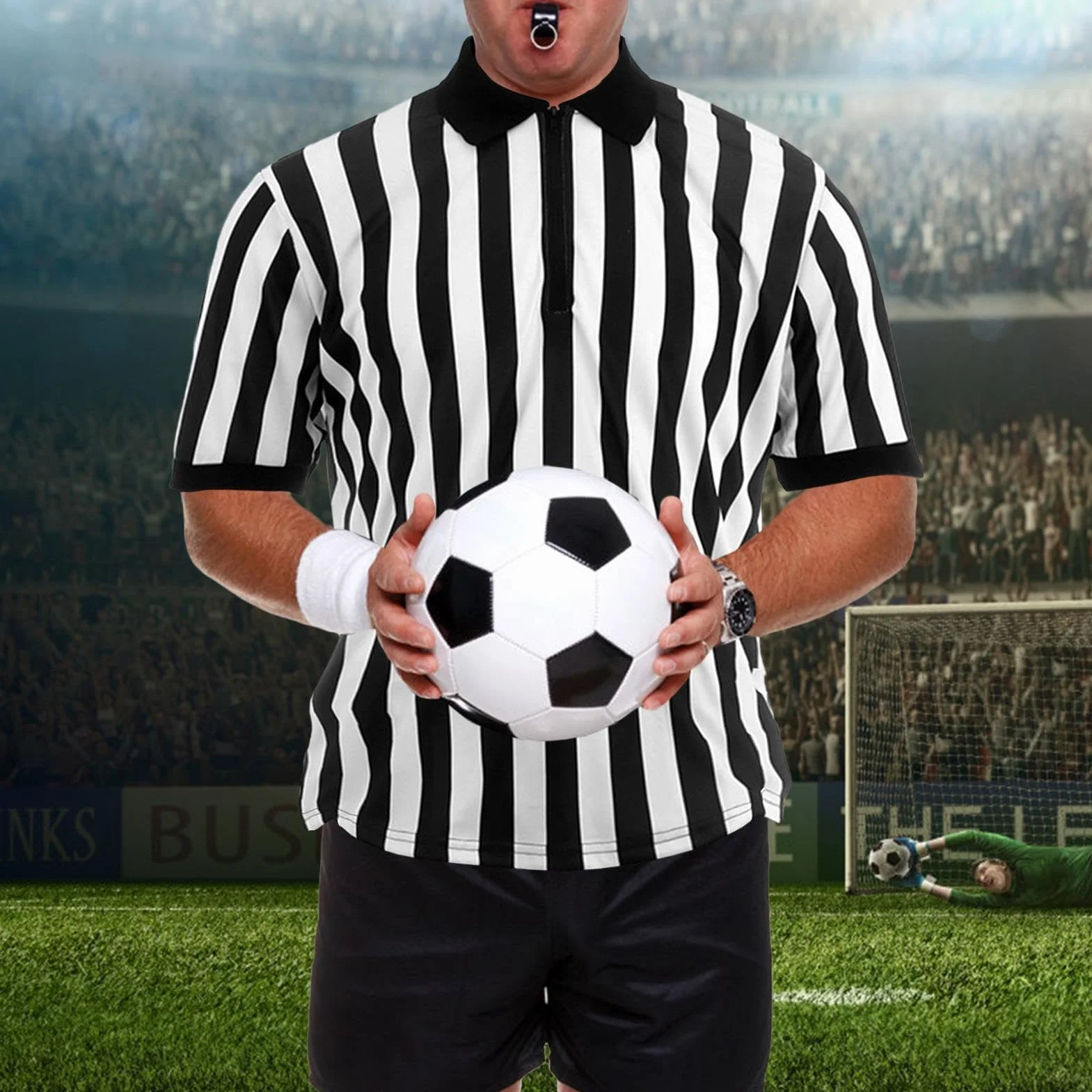 Camiseta De Árbitro De Manga Corta, Camiseta De Árbitro Oficial Para Hombre, Camiseta De Árbitro A Rayas Blancas Y Negras, Camiseta De Árbitro Con Cremallera De Un Cuarto Para Baloncesto, Fútbol