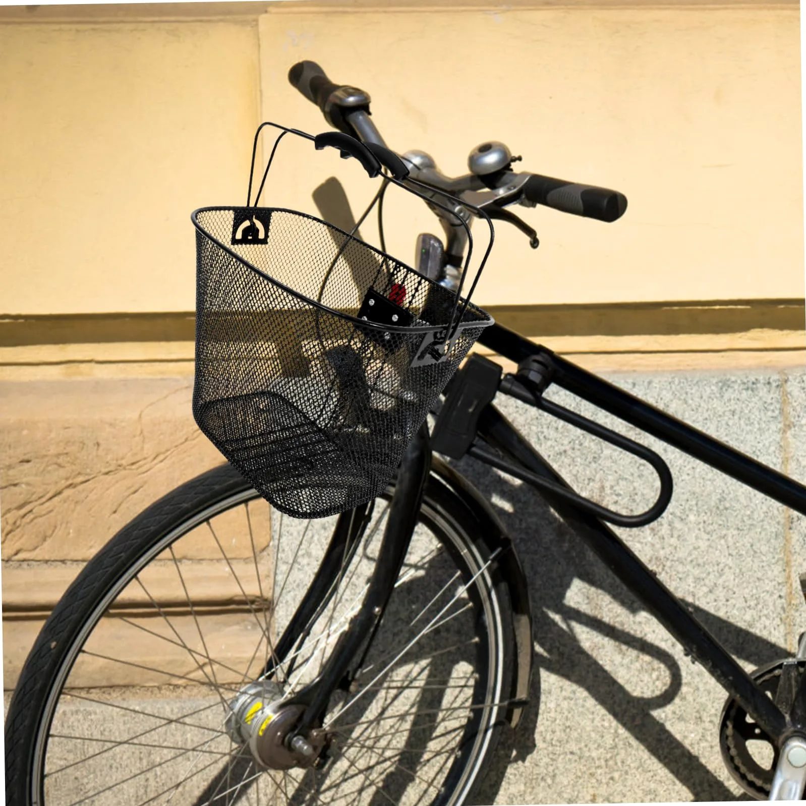 UPKOCH Cesta de Bicicleta Desmontable de Hierro y Plástico Negro | Uso Exterior, Estable y Resistente, Diseño Portátil, Compatible Manillar Delantero