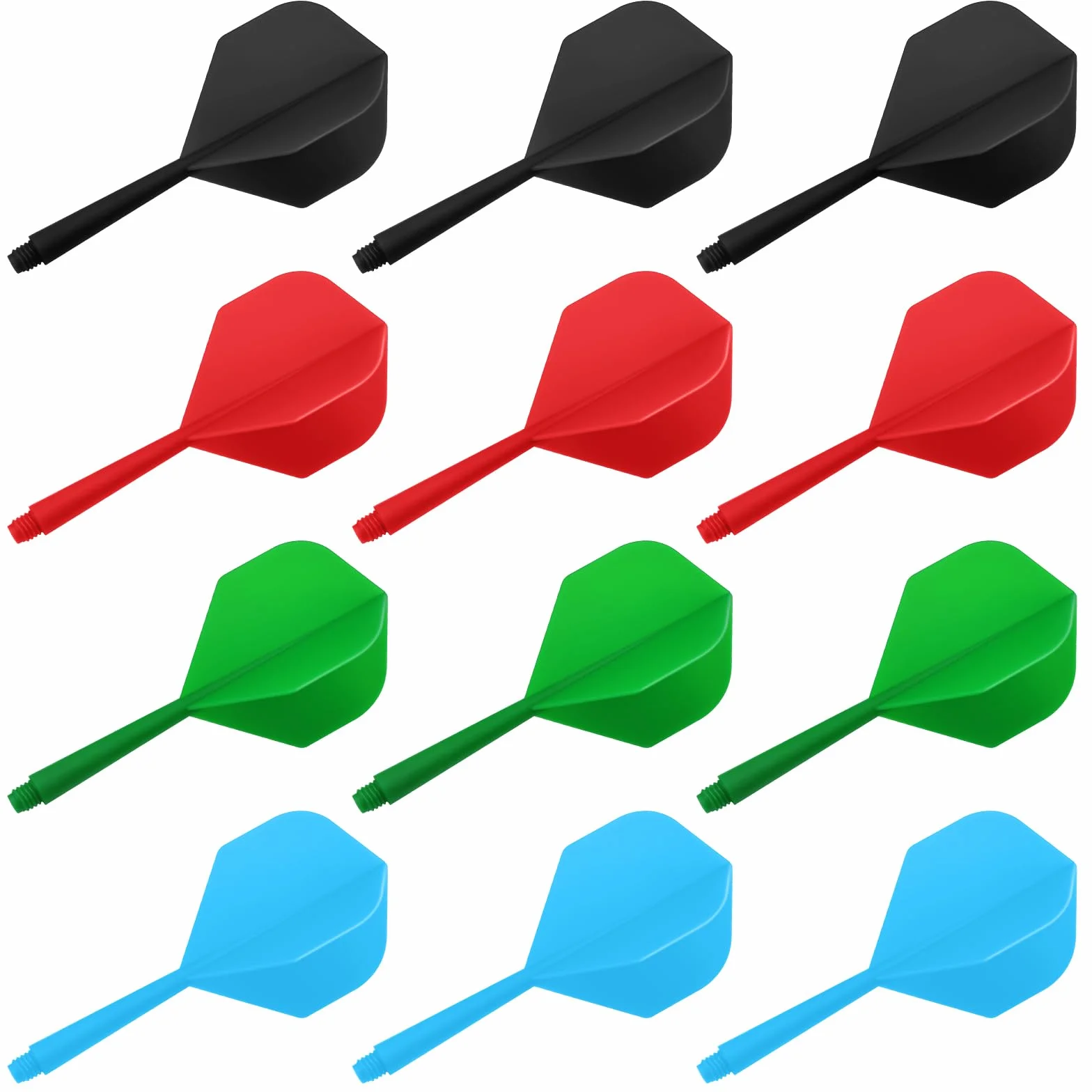 flintronic 12PCS Eje de Dardo Integrado y Plumas Medianas, Cañas de Dardos y Plumas de Una Sola Pieza, Vuelo de Dardos y Ejes de Dardos Combo, Accesorios Profesionales Dardos
