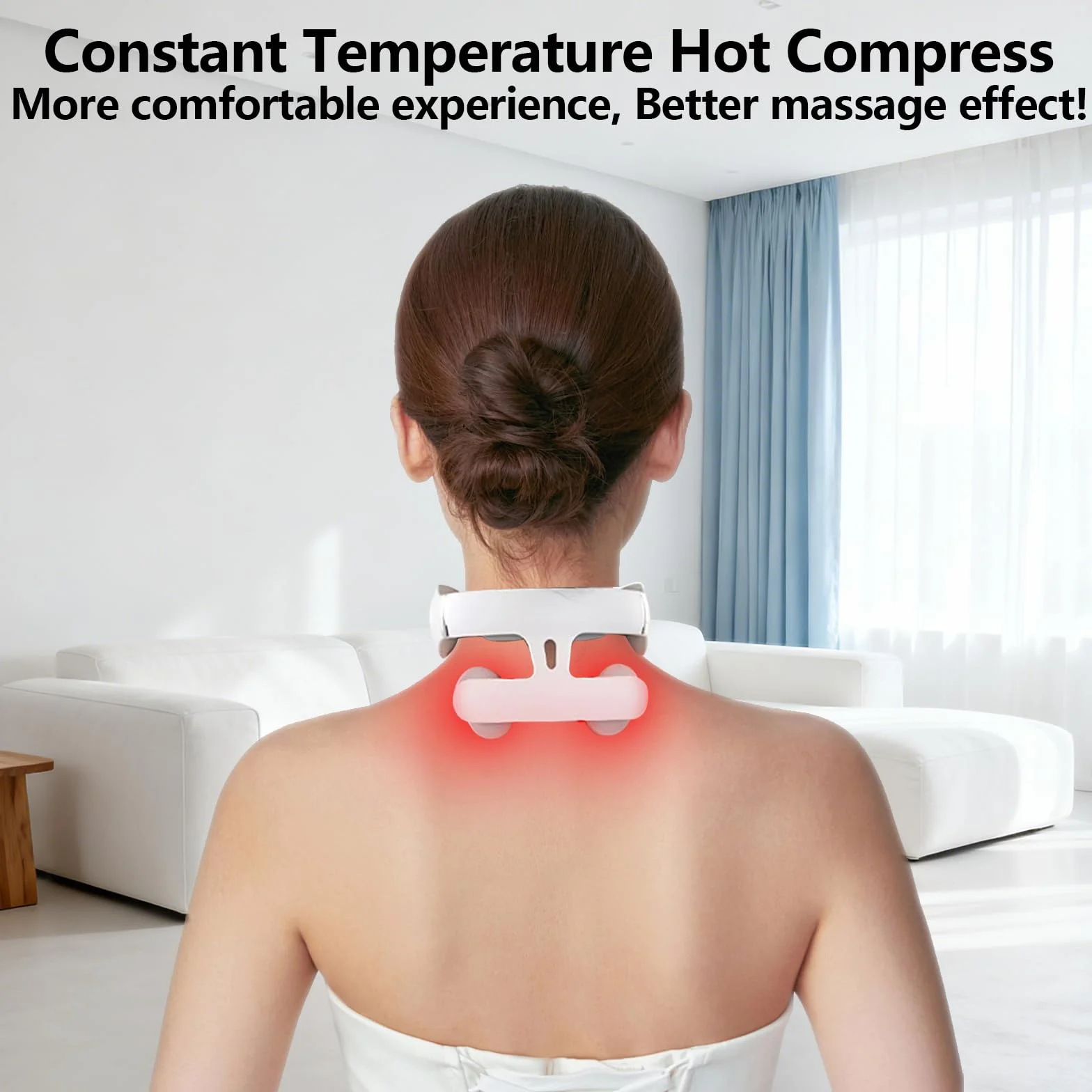 Masajeador cervical eléctrico de impulsos, 6 modos de masaje y calentamiento, 16 niveles de fuerza ajustables, portátil con control de voz