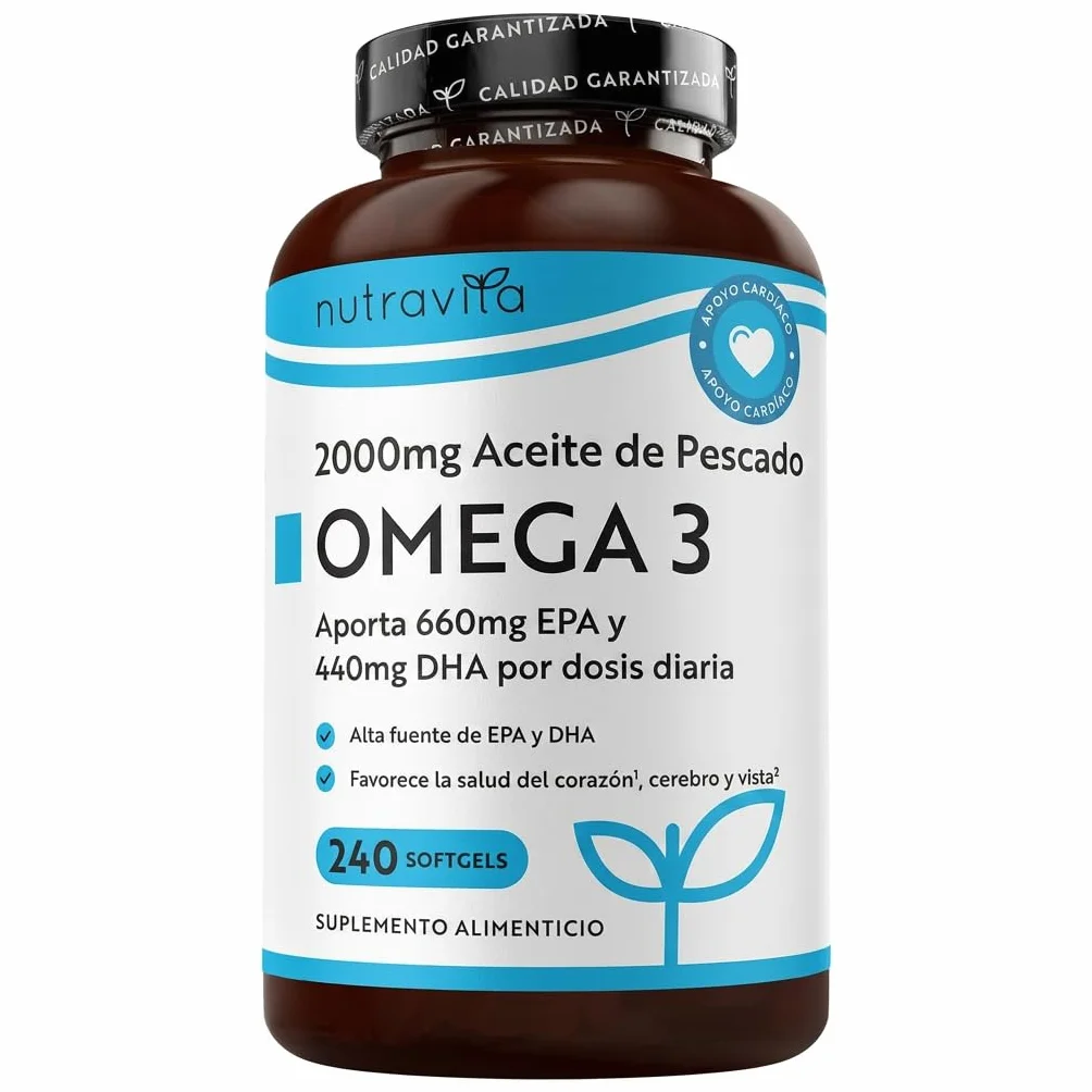 Nutravita Omega 3 2000mg 660mg EPA 440mg DHA 240 Cápsulas Blandas Suplemento para Corazón Cerebro Visión