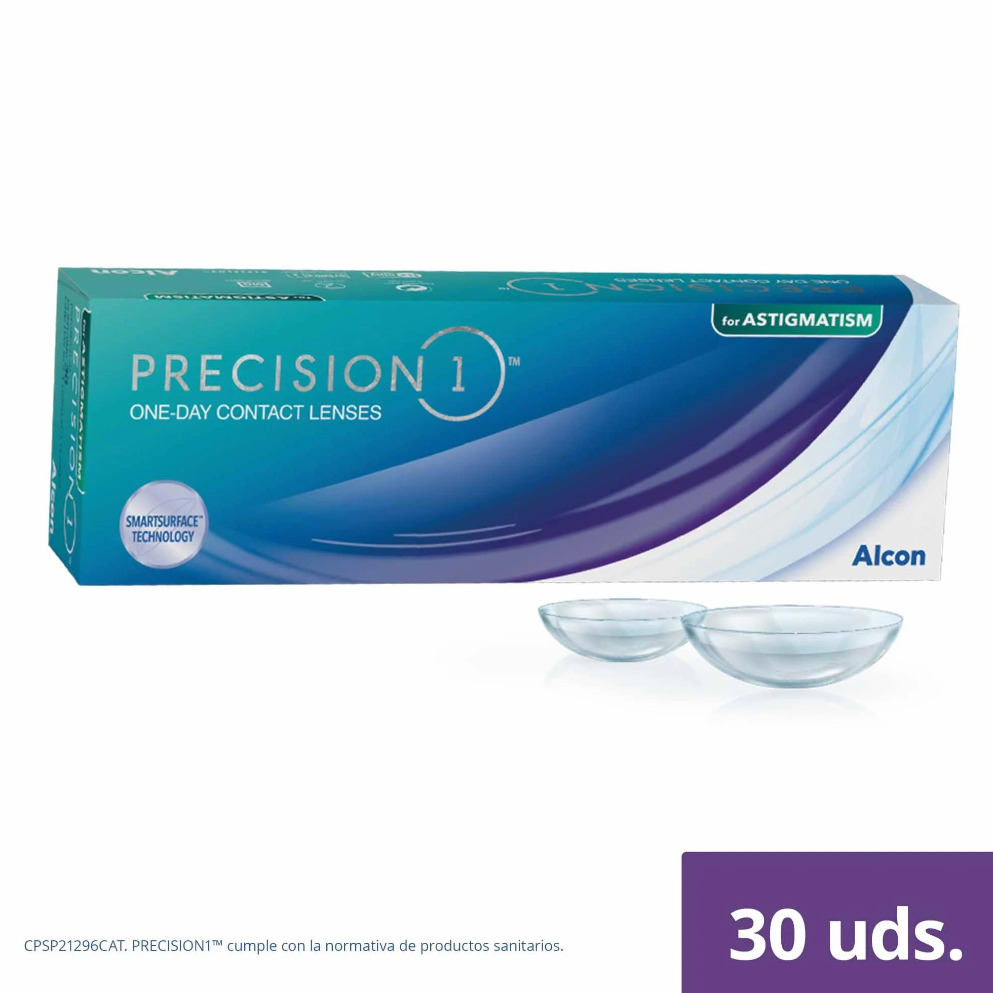 PRECISION1 for Astigmatism Lentes de contacto tóricas reemplazo diario Pack 30 R 8.5 mm D 14.5 mm cilindro 1.25 eje 180 -1.75 Diopt
