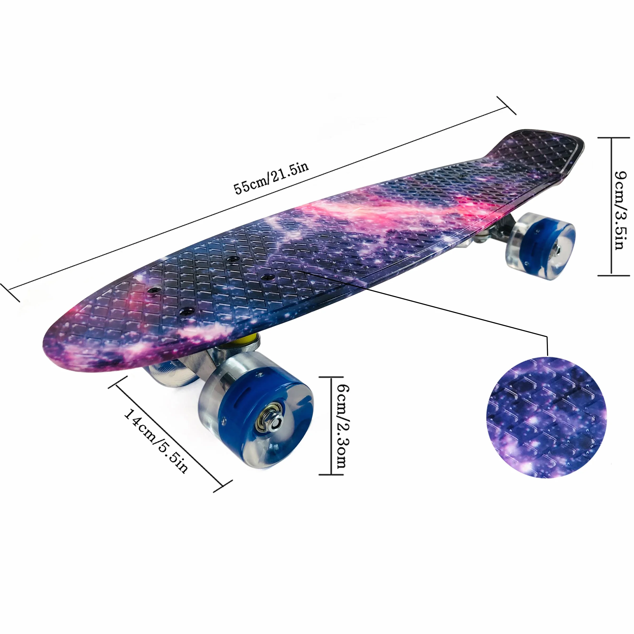 Skateboard Mini Cruiser 22 Pulgadas Skateboard con Ruedas Light Up Complete Skateboard para Adultos Niños Principiantes Regalo de cumpleaños