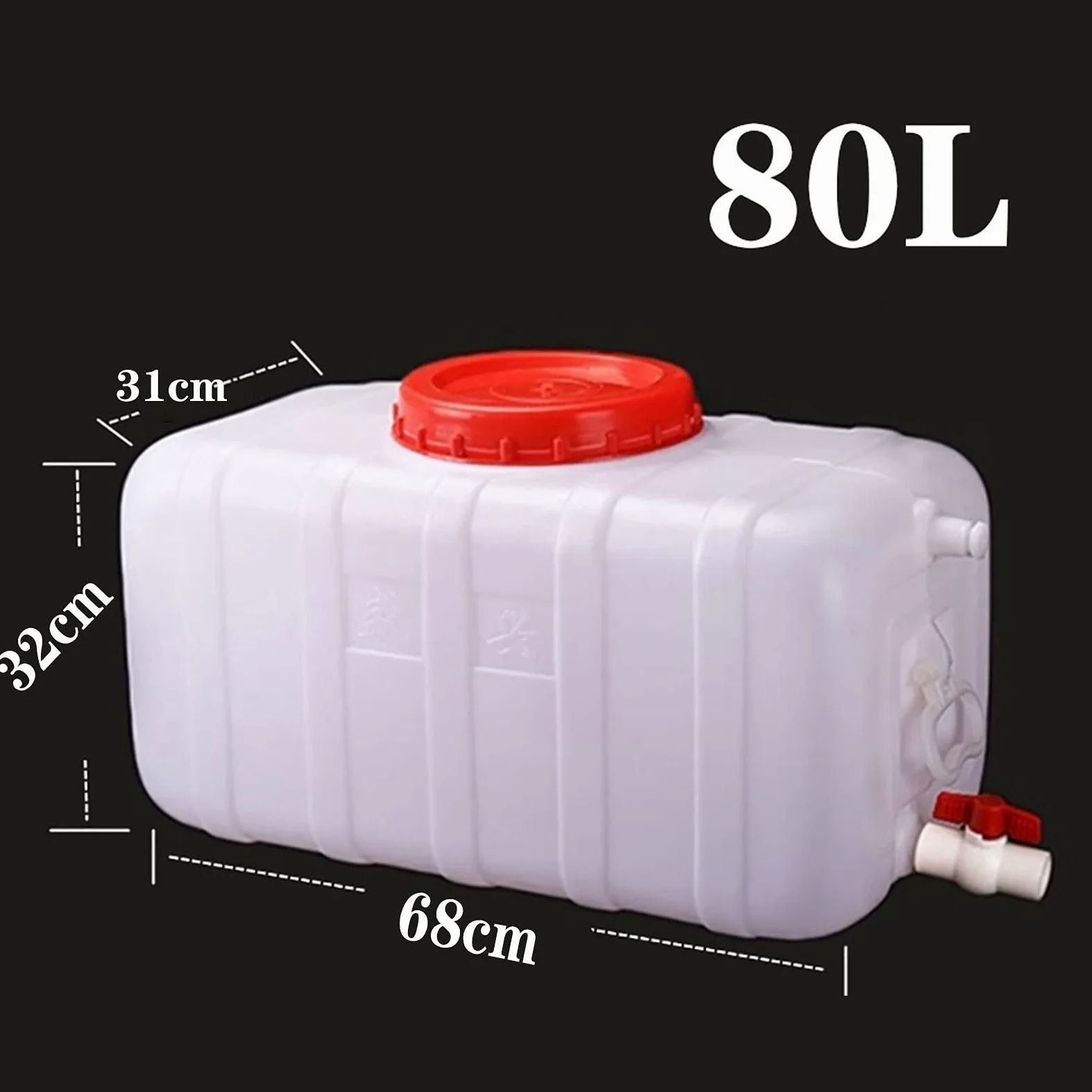 Depósito de agua Contenedor de agua de plástico Cubo de emergencia Transportador de agua 80L Cubo de agua portátil con un grifo Material plástico insípido Almacenamiento de agua al aire libre para