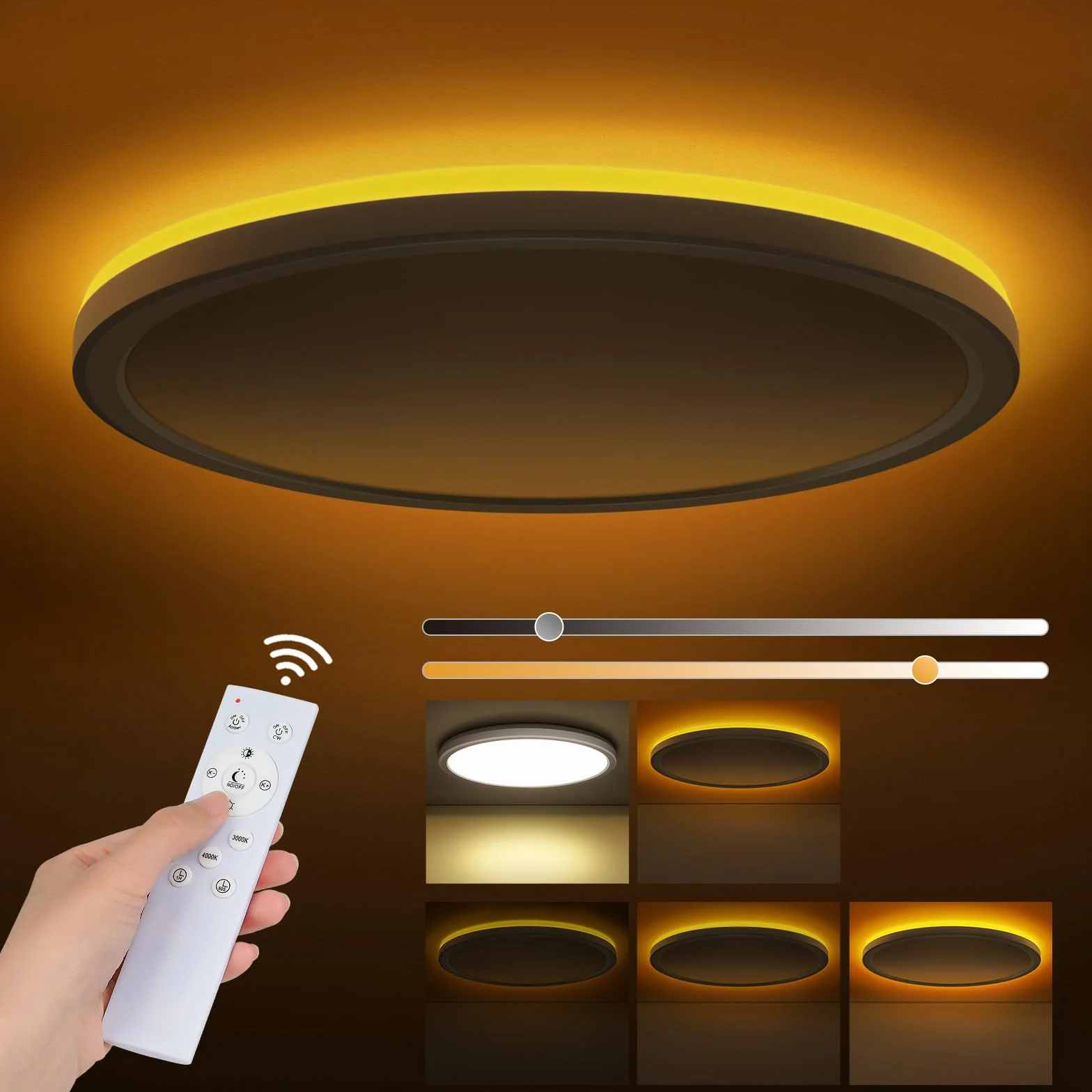 Plafón LED Regulable 24W 3000K-6500K 1800K con Mando Luz Nocturna Ø30