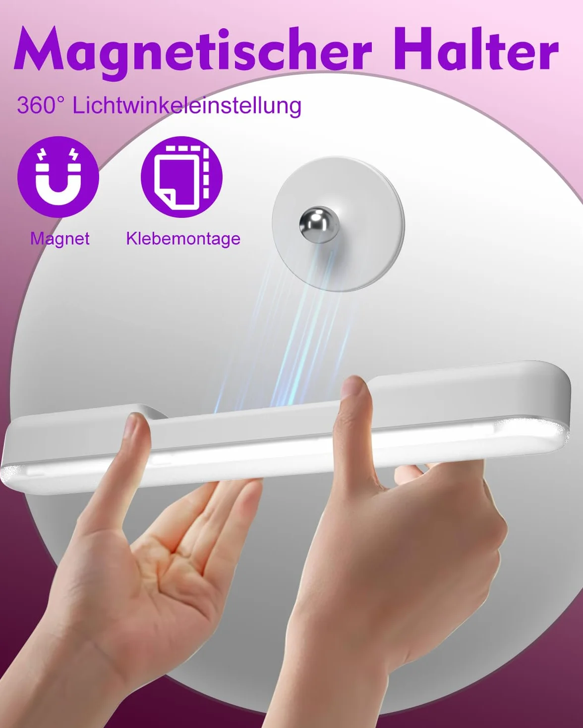 Iluminación LED de Maquillaje Recargable 4000 mAh Regulable para Lámpara de Tocador, Rotación 360°