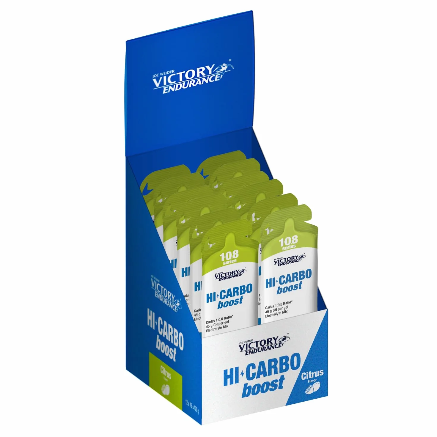 Victory Endurance HI Carbo Boost Gel 1:0,8 Series (12x76g) Cítricos Sin Cafeína 45g Carbohidratos 200mg Sodio Energía