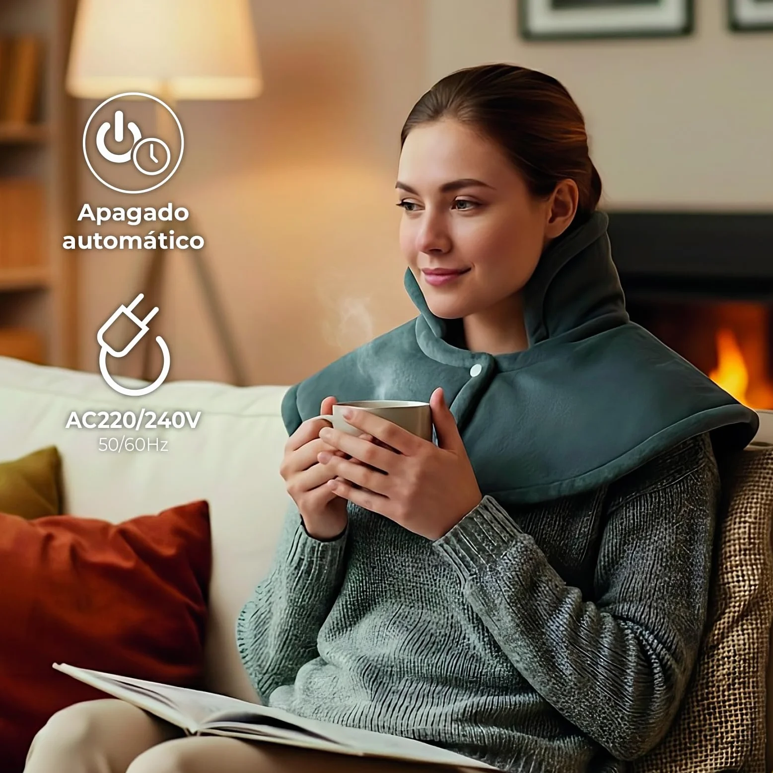 LED ATOMANT Almohadilla Termica Electrica Cervical para Cuello y Hombros 60x35cm, 10 Niveles de Calor, Temporizador y Apagado Automático, Tejido Ultrasuave de Poliester, Lavable a Maquina