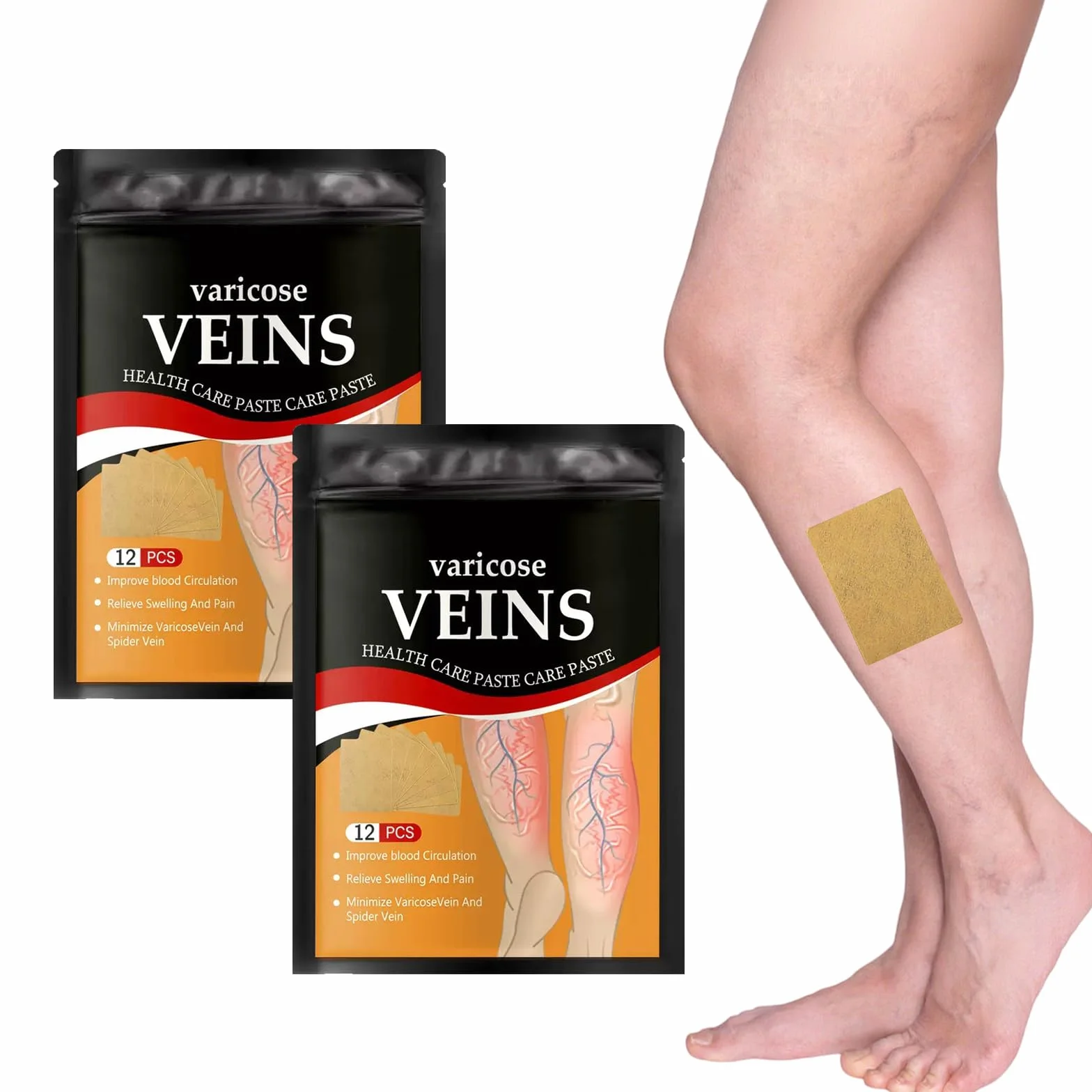 Parches para varices piernas 24 comprimidos alivia dolor circulación sanguínea