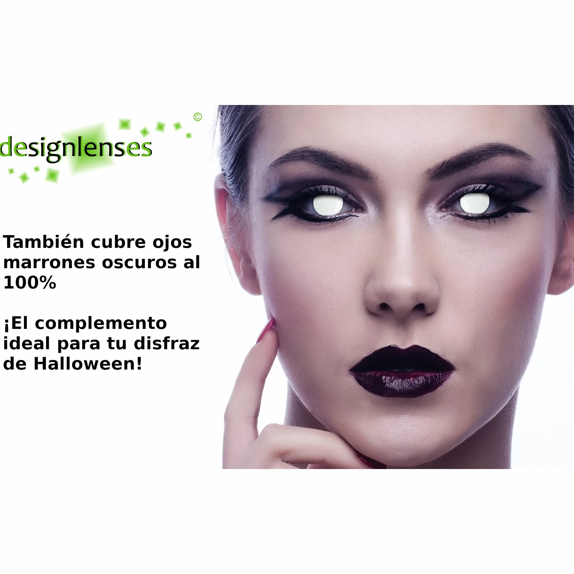 Lentillas de color blanco Halloween zombie Blind White 1 par sin graduación