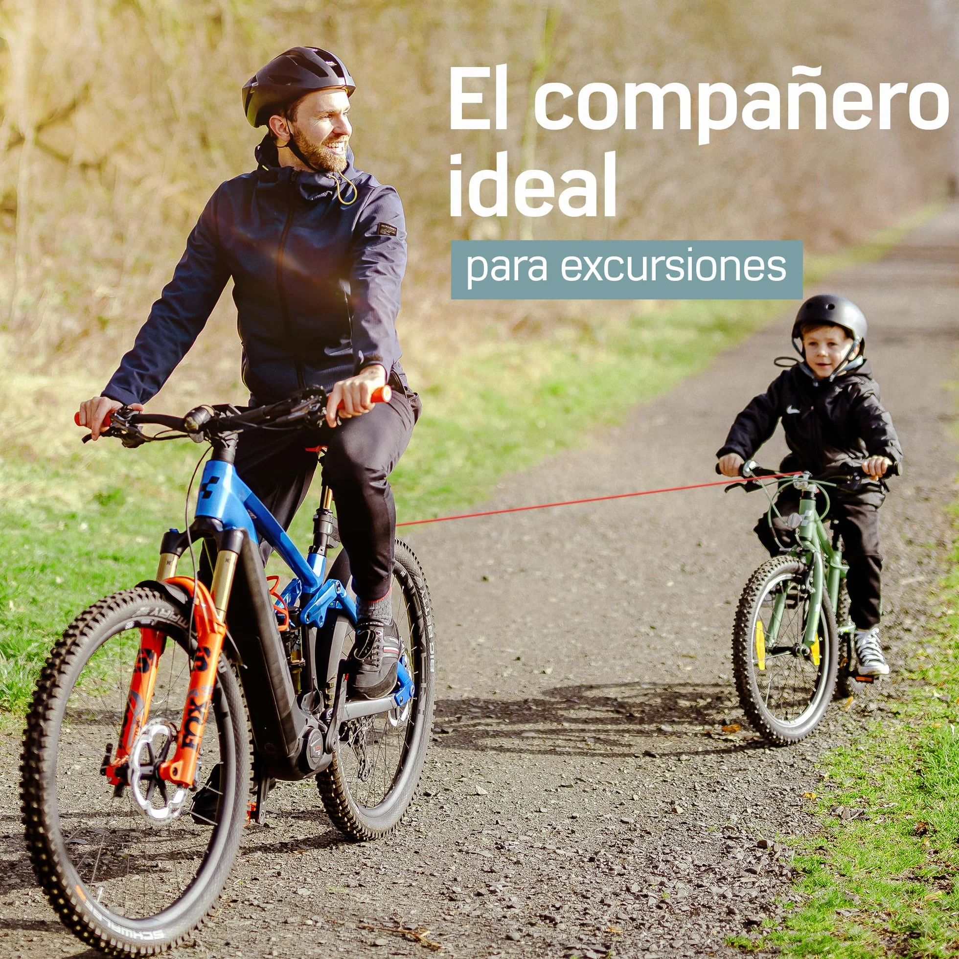 Borgen Cuerda de Remolque para Bicicletas para Niños y Adultos, Acoplamiento y Desacoplamiento Seguros y Fáciles, Adecuado para Woom, Carga hasta 120 kg, Universalmente Adecuado.