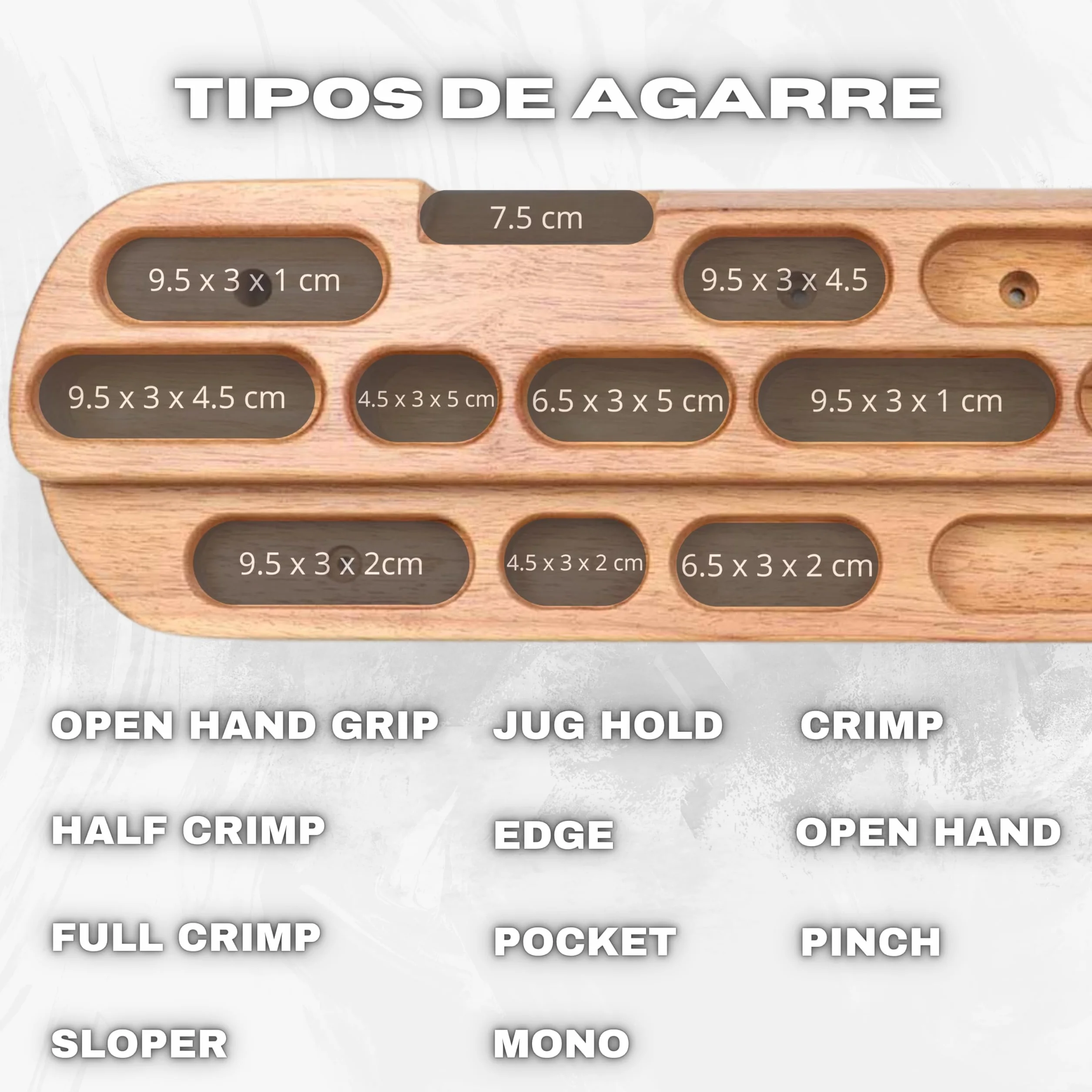 Hangboard Tabla Entrenamiento Escalada Multipresa Escalada Hangboard Escalada — Tabla de Madera Extragrande 60 cm, Resistente 150 kg, con Presas Variadas para Fuerza y Técnica en Casa o Gimnasio