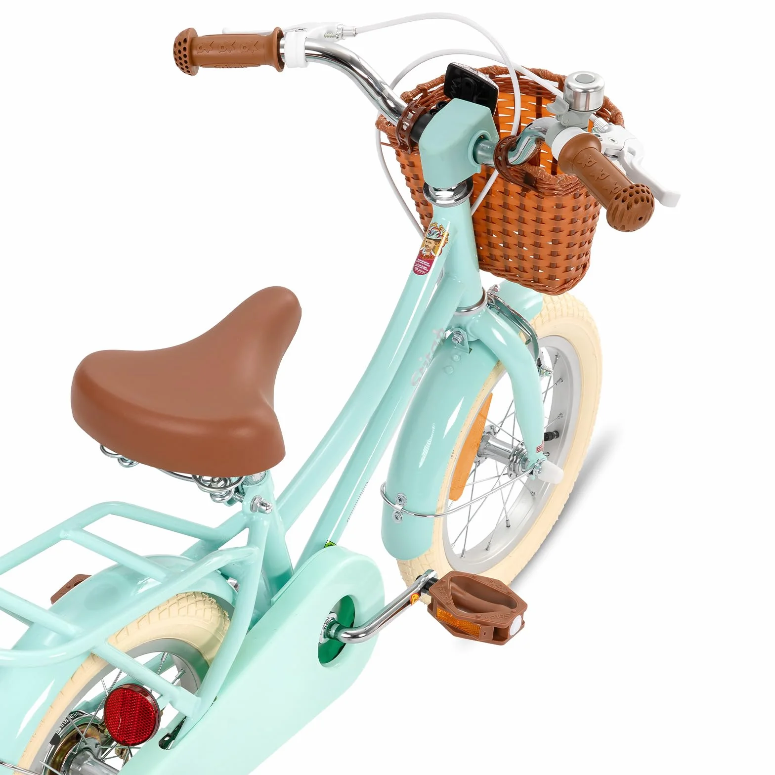 STITCH MANCHI 12 & 14 & 16 & 18 Pulgadas Bicicleta Infantil con Cesta y Ruedas estabilizadoras para niñas y niños de 2 a 9 años (Verde y Rosa)