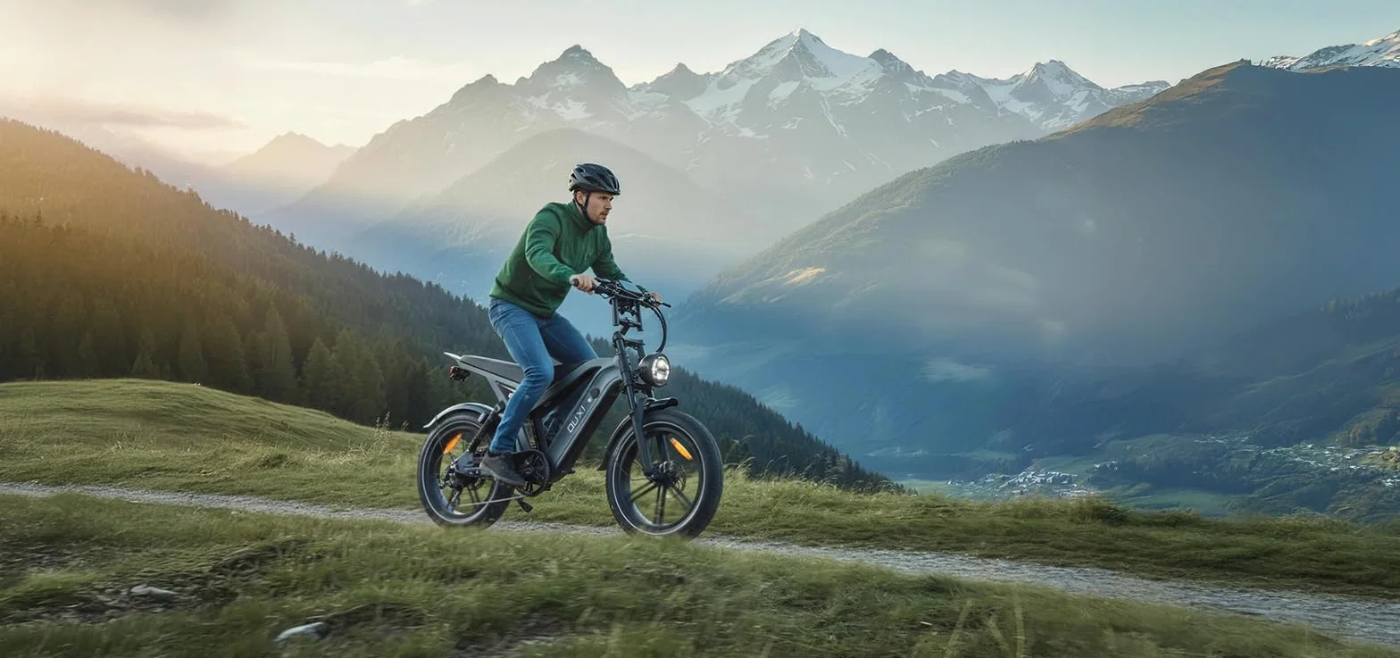 OUXI Bicicleta Eléctrica Adulto, E-Bike Fat Tire 20" x 4.0 Pulgadas, Motor Potente 60Nm, Batería 48V 15Ah, Frenos de Disco Hidráulicos, Doble Suspensión y Luces de Giro, Autonomía 30-60km