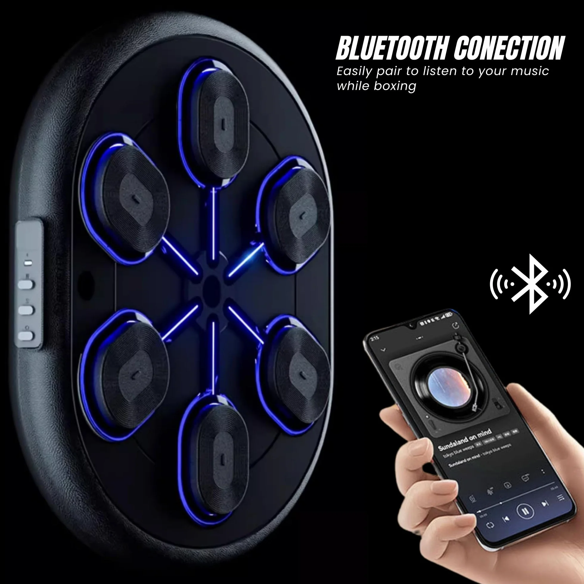 MAGIC SELECT Máquina de Boxeo Musical con LED, Bluetooth, Almohadilla de Poliuretano para Entrenamiento de Boxeo en Pared