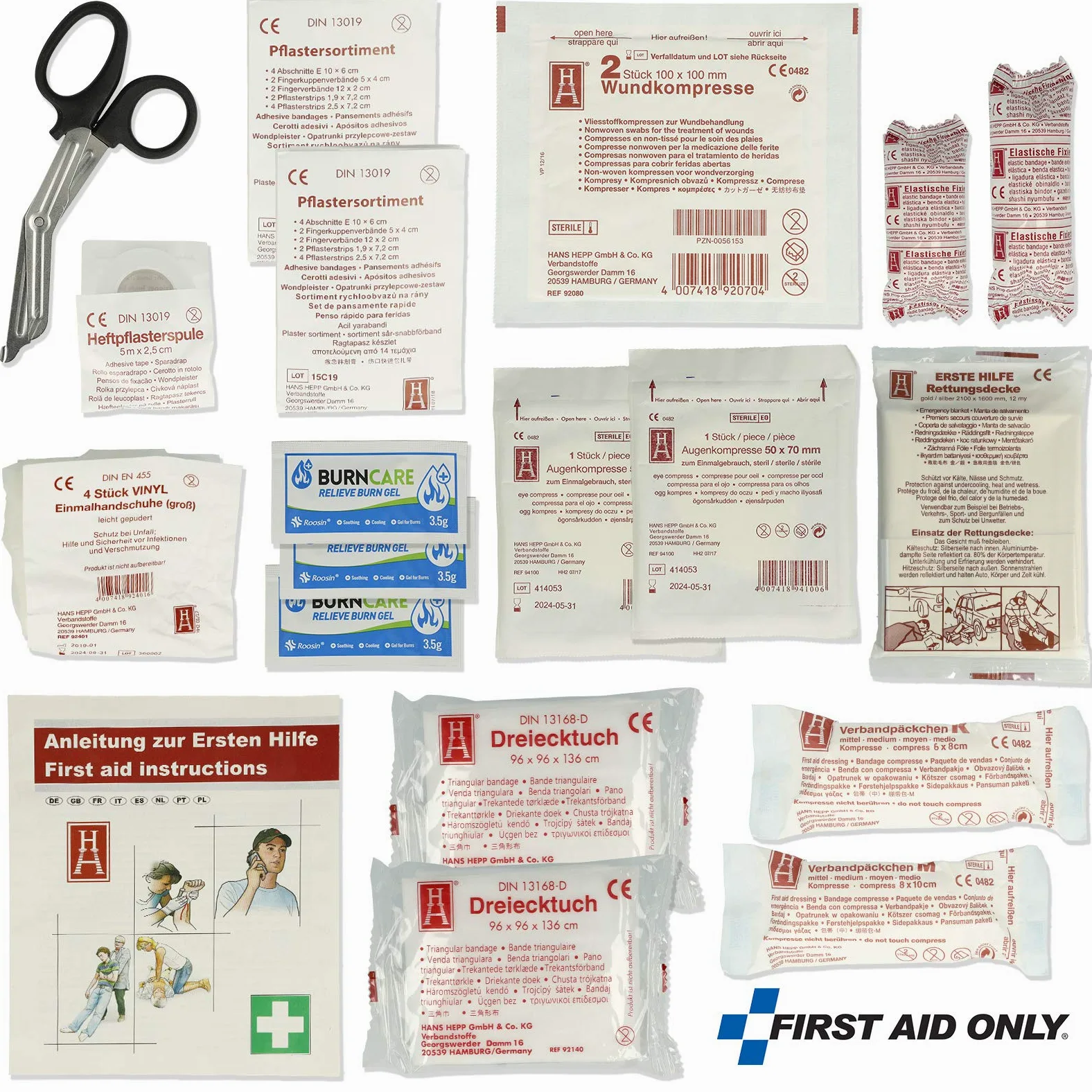 First Aid Only Bolsa de primeros auxilios, 50 piezas, para oficina, viaje, ocio, pequeño, para llevar, azul, P-10036