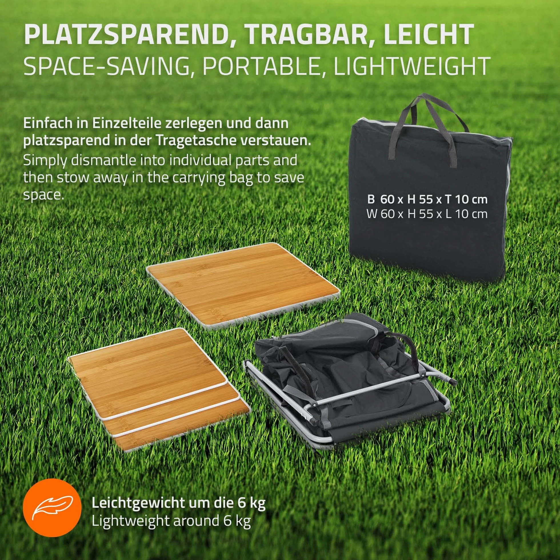 ECD Germany Armario de camping plegable, color gris y madera, 64 x 97,5 cm, con estructura de aluminio, caja de cocina portátil con encimera, 2/3 estantes y bolsa de transporte, armario plegable de tela