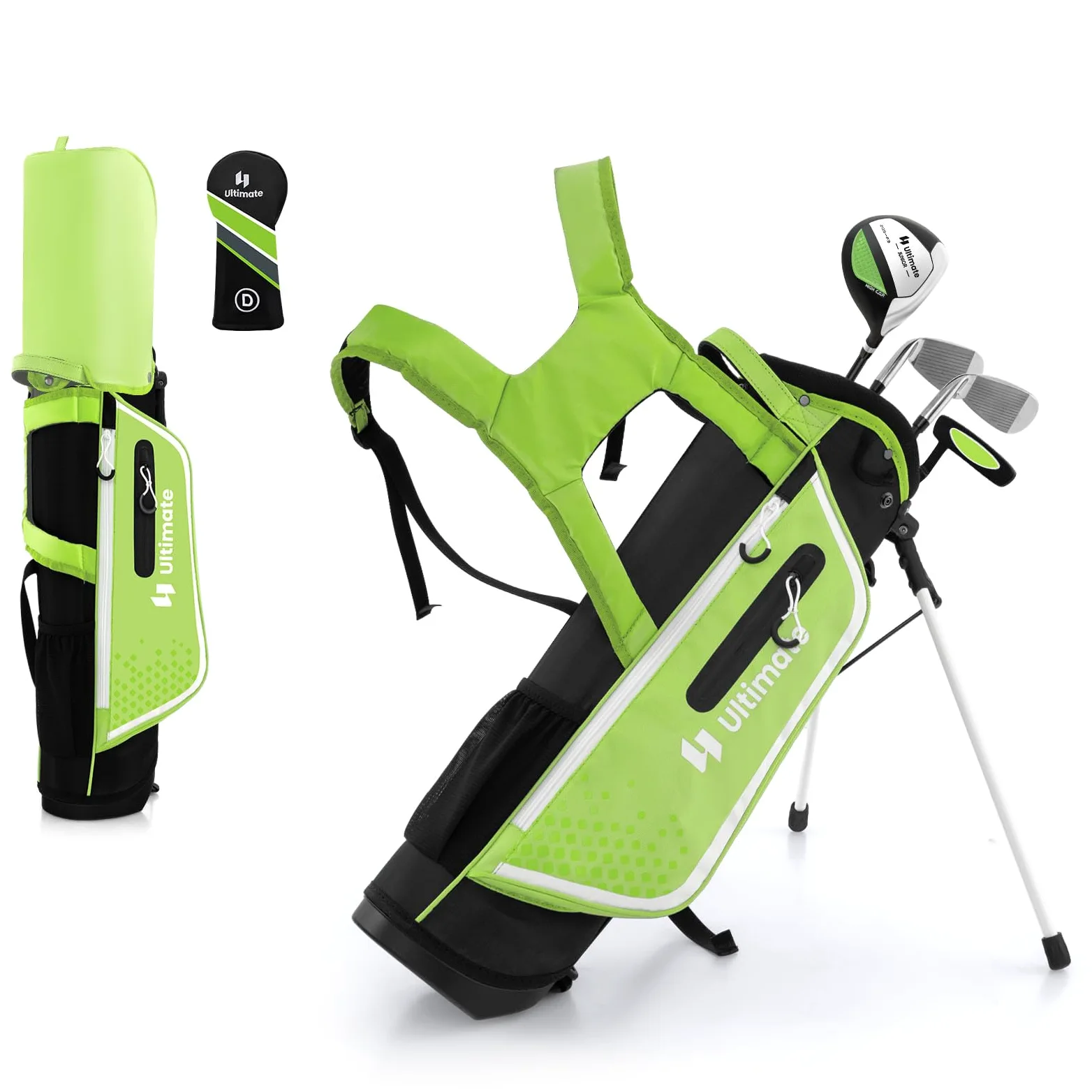 LIFEZEAL Juego Completo de Palos de Golf para niños, Bolsa de Golf portátil con 4 Palos, Bolsa Trolley Juvenil con Correas para el Hombro, Ideal para niños y niñas de 8 a 10 años