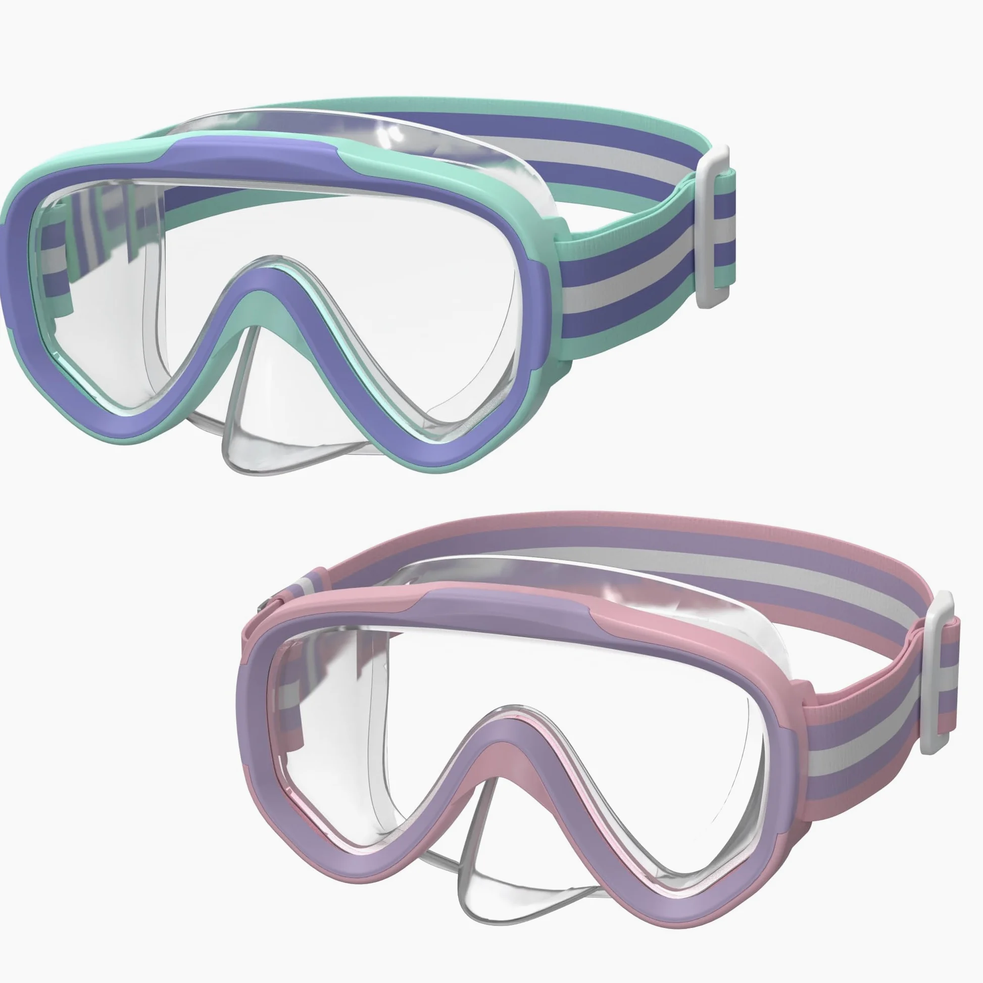 ACURE Gafas de natación para niños y niñas de 3 a 14 años, juego de máscara de esnórquel antivaho con cubierta para la nariz y correa de tela, máscara de buceo para niños en piscina para jóvenes