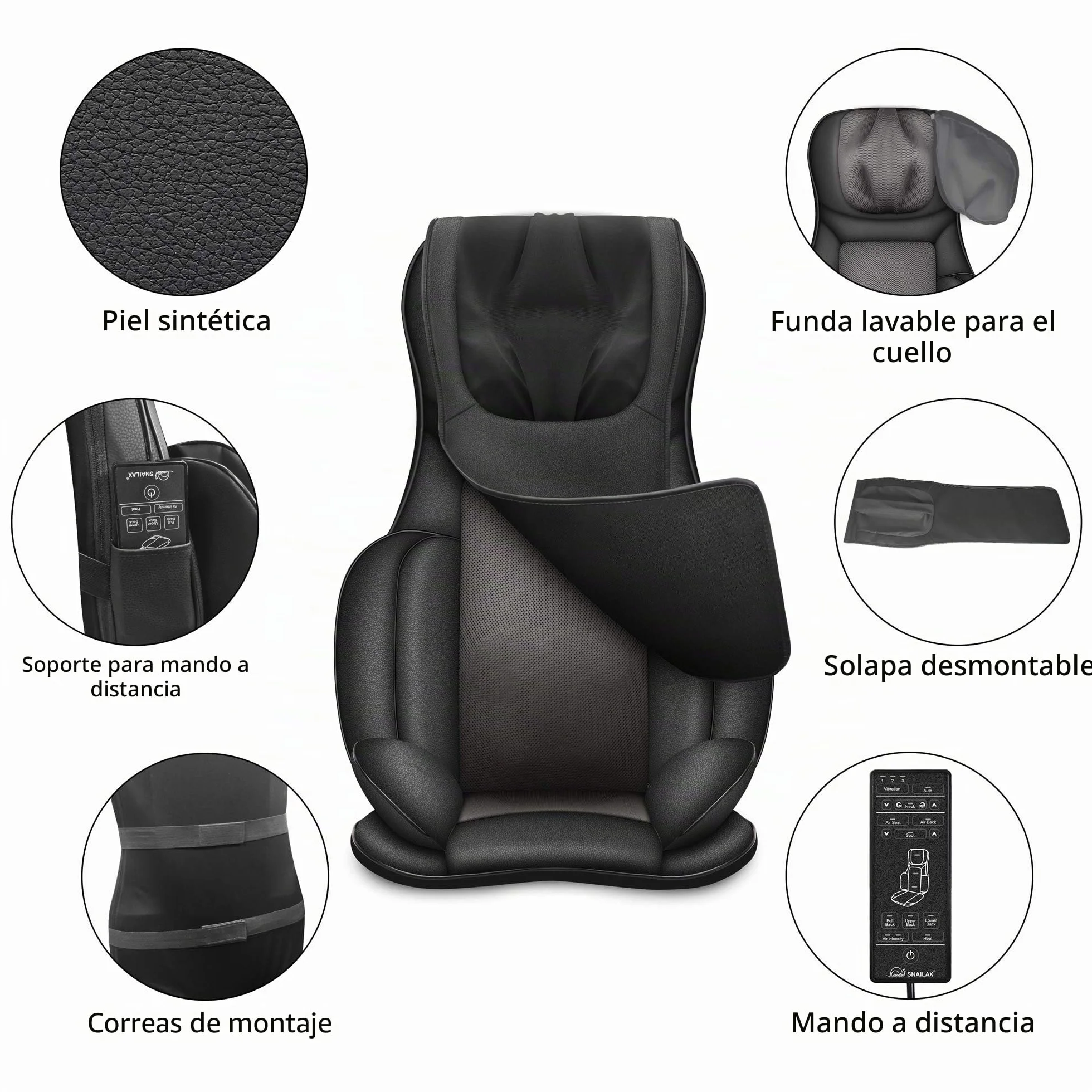 Snailax Asiento de Masaje Shiatsu con Calor, Cojín de Masaje 4D, Masajeador Eléctrico de Cuerpo Completo para Espalda y Cuello