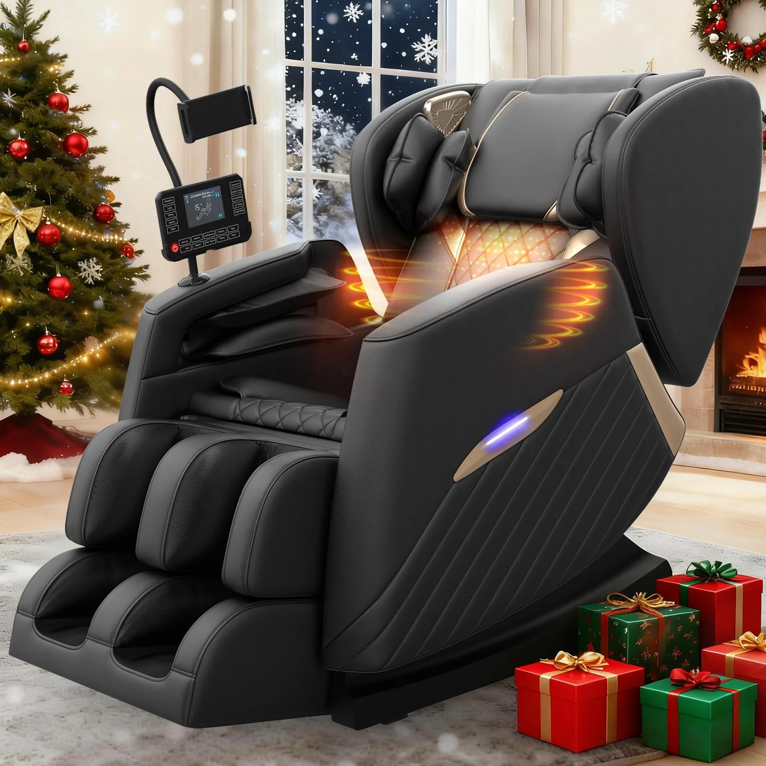 Sillón de Masaje de Cuerpo Completo con Gravedad Cero, 16 Puntos de Masaje, 8 Airbags, Calefacción Lumbar y Bluetooth