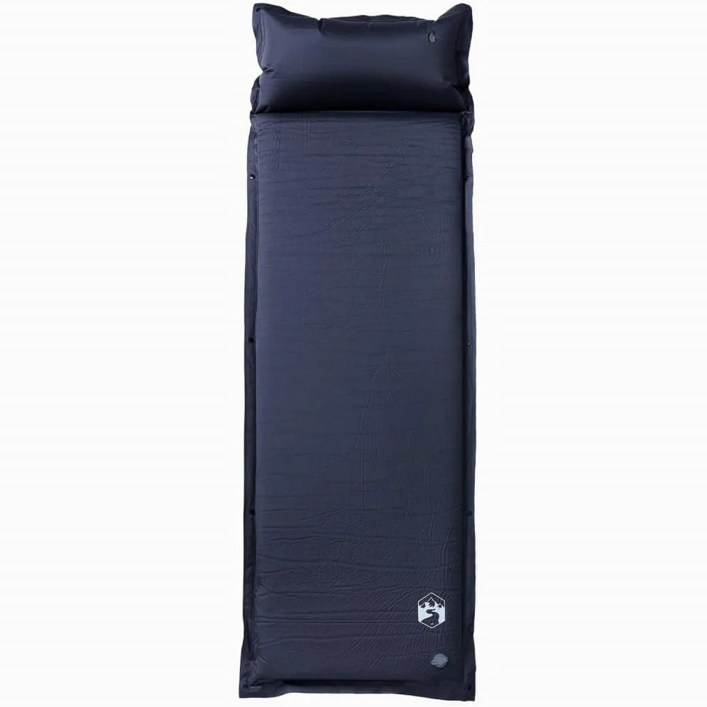 Colchoneta autoinflable con cojín gris para senderismo, playa, viaje, tienda de campaña