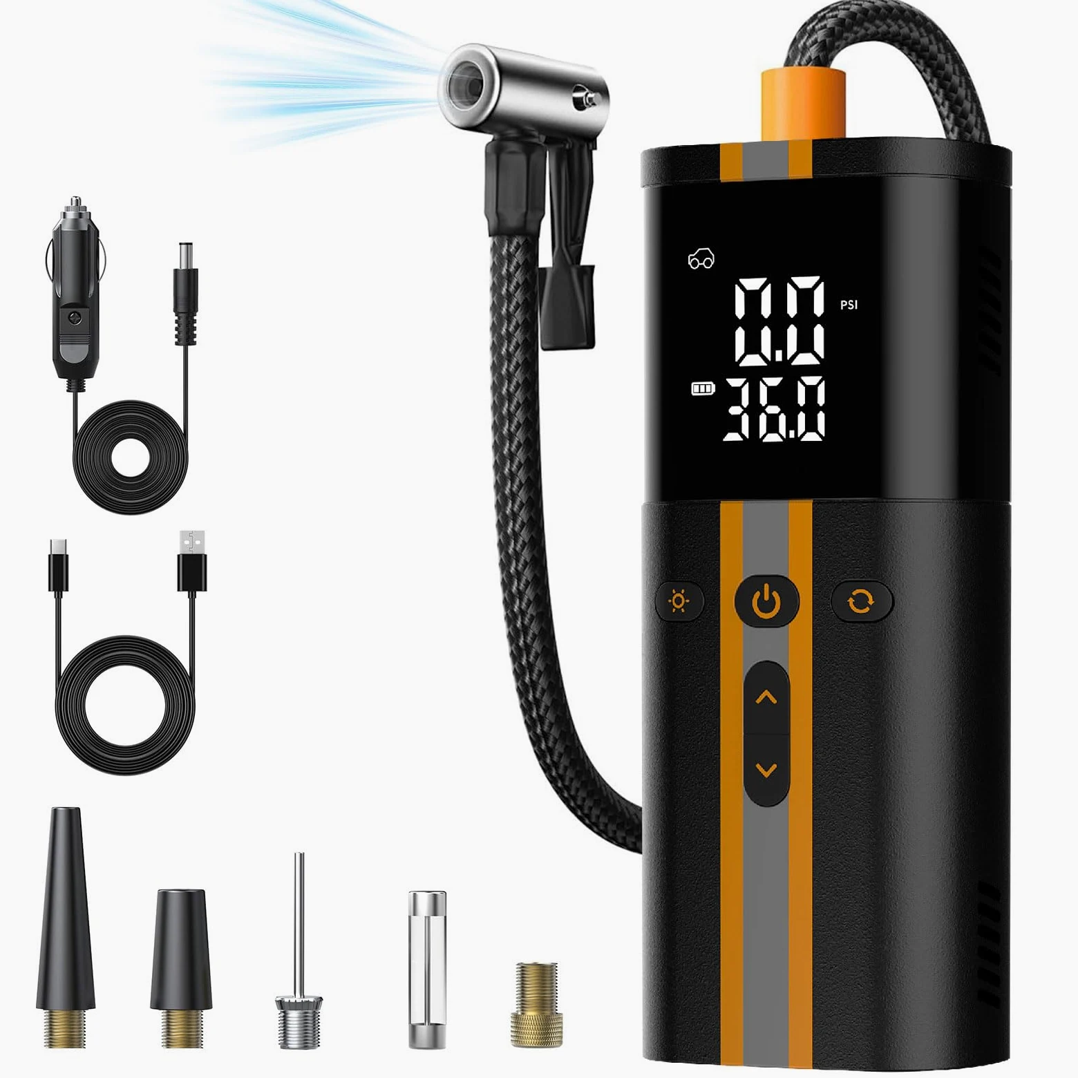 TowerTop Mini bomba de aire de bicicleta eléctrica de 100 PSI para bicicleta de carretera, bomba de aire portátil para neumáticos de bicicleta Schrader y Presta con batería recargable