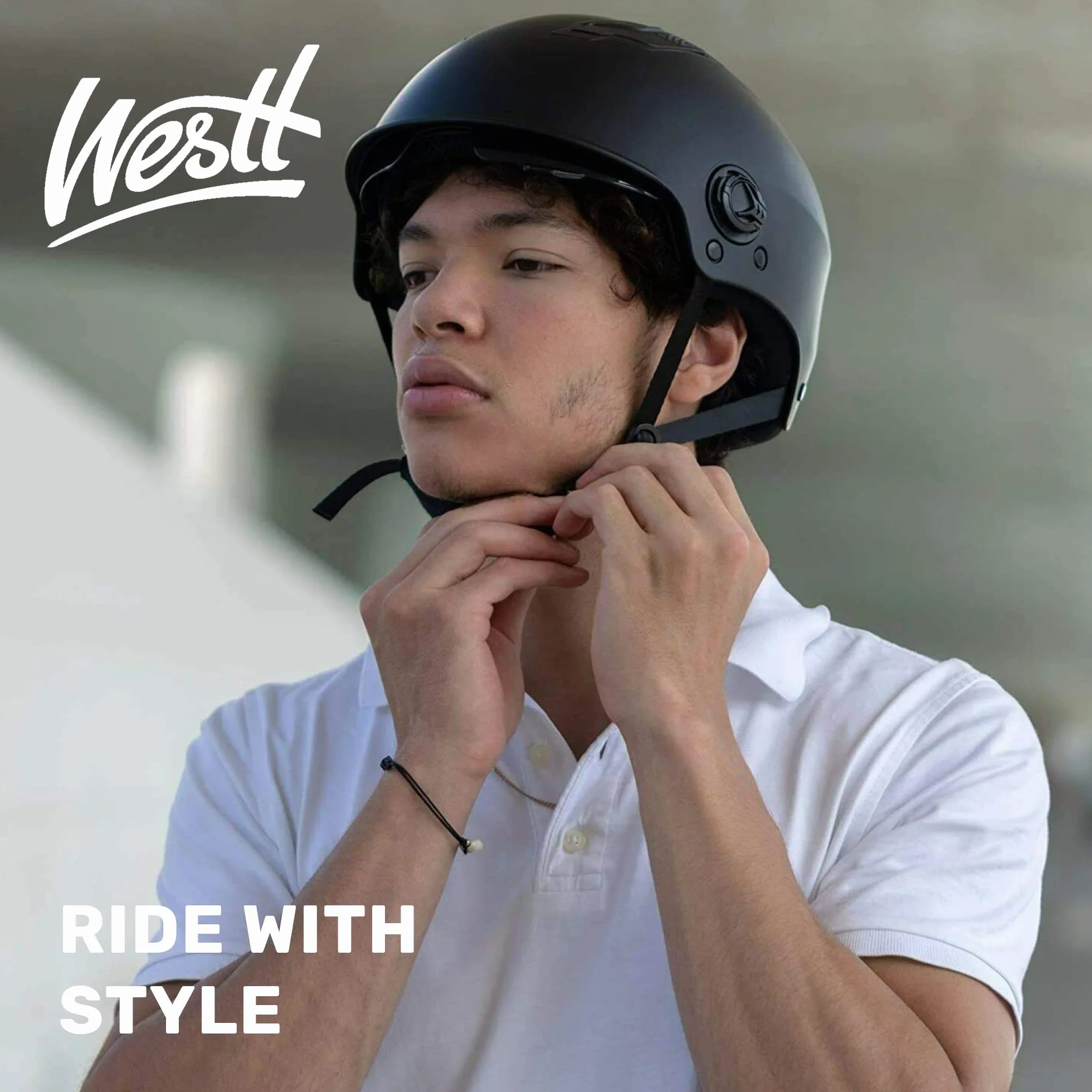 Westt Casco Bicicleta Adulto con Visera y Protector Solar, Negro Blanco & Gris
