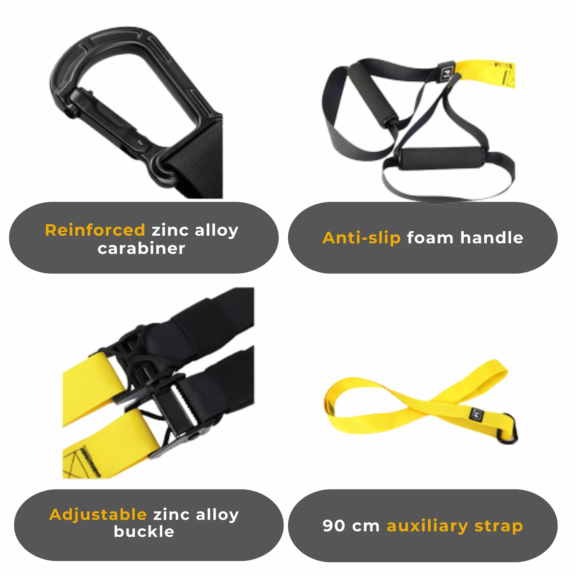 Sistema de Entrenamiento en Suspensión Kit Completo con Anclaje para Puerta y Correas Ajustables