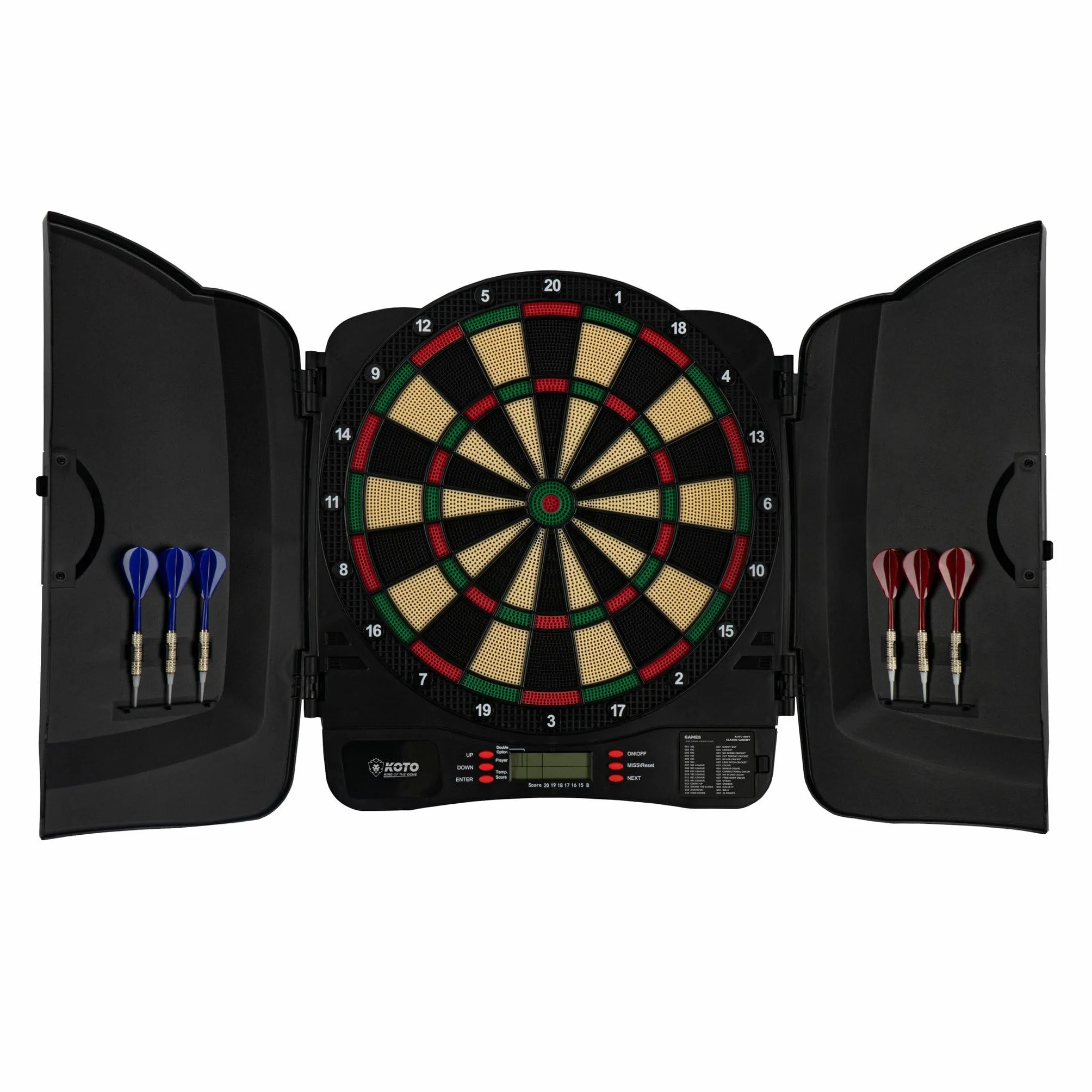KOTO – Diana Electrónica Classique Soft (39x1,5x43,3 cm), 6 Dardos Soft, 32 Juegos, 590 Variantes, para Niños y Adultos