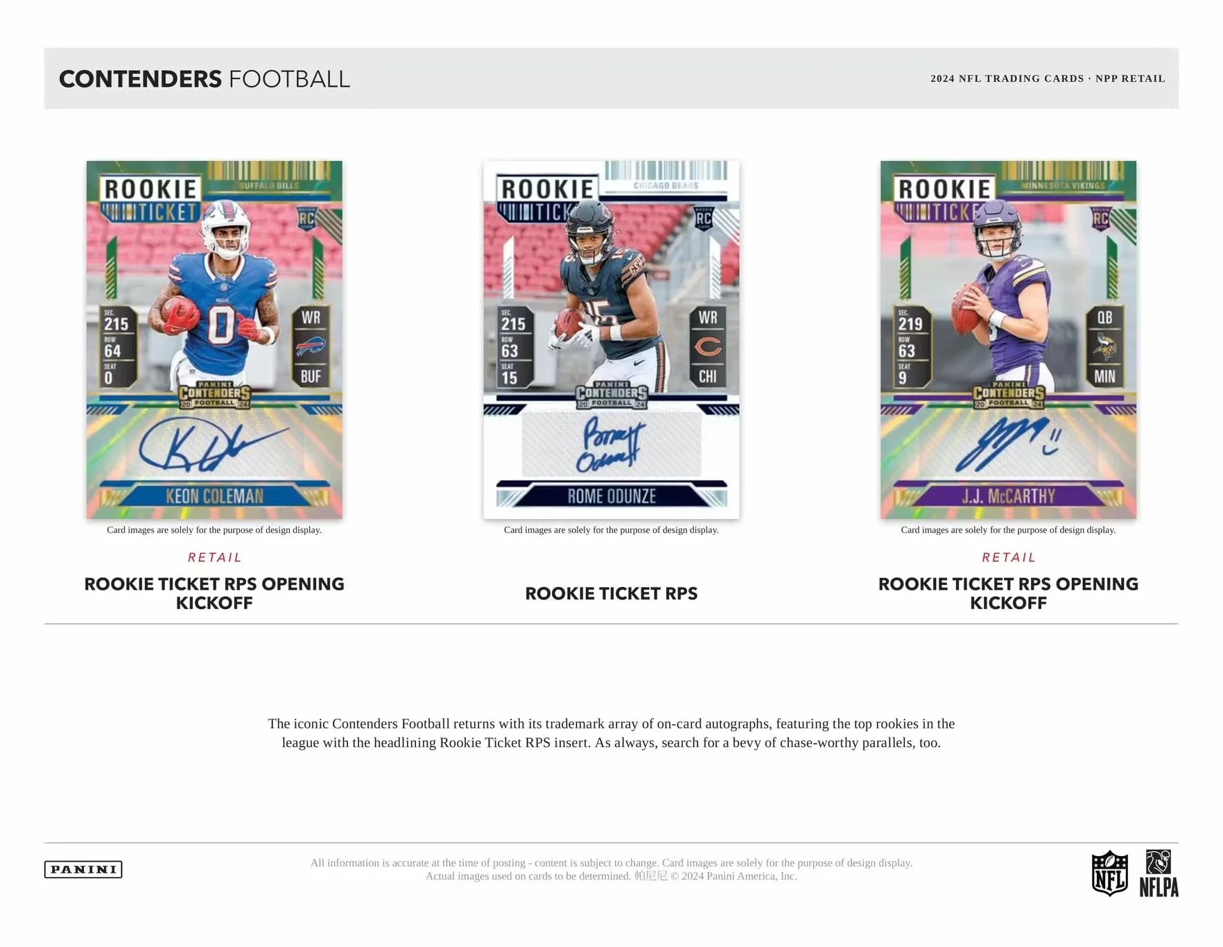 Panini Contenders 2024-25 - Caja de fútbol Americano de la NFL, Tarjetas coleccionables Oficiales, Incluye Paralelos exclusivos de Blaster, boletos e Insertos para novatos, Caja sellada al por Menor